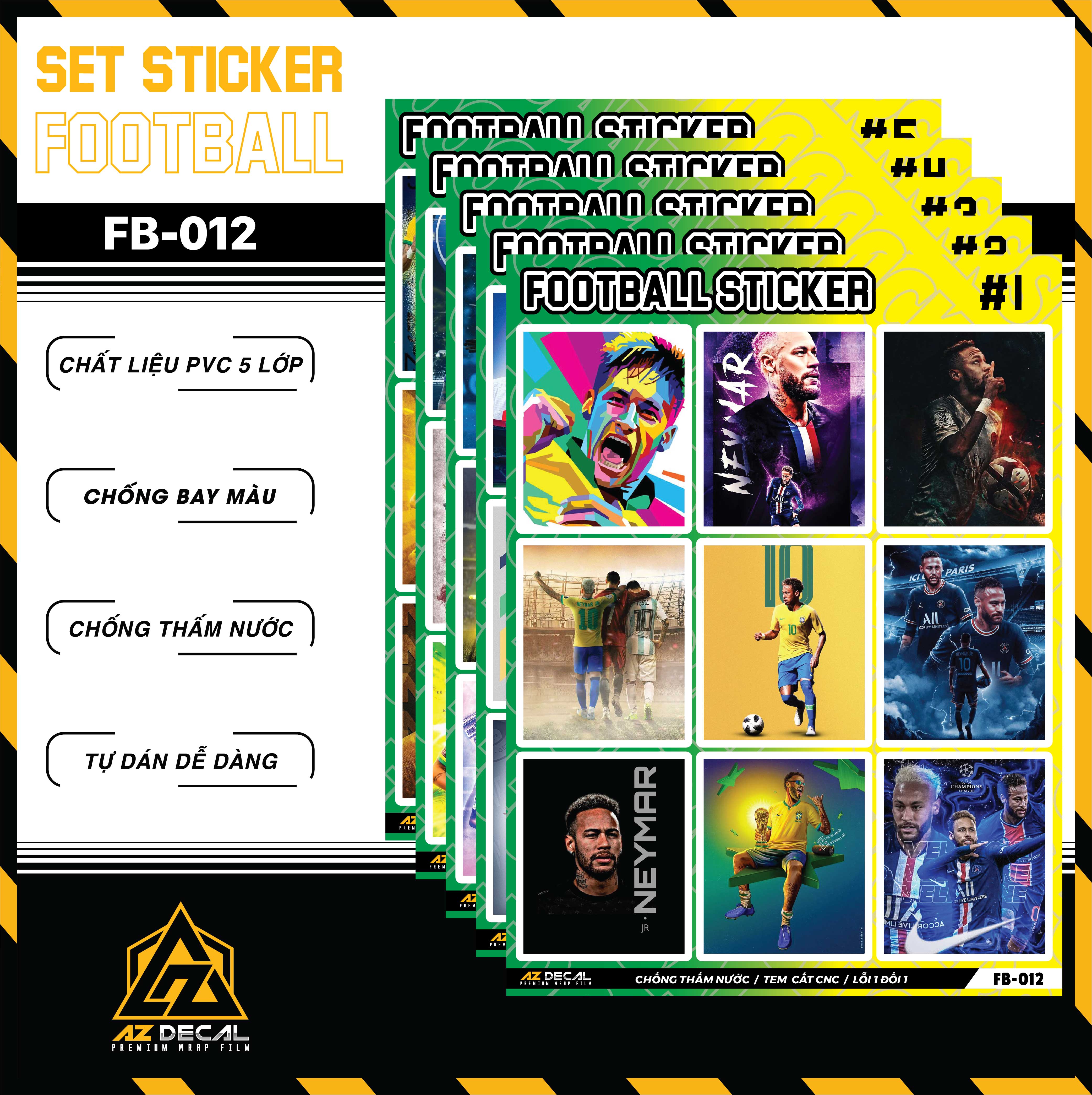 Sticker Dán Ô Tô, Xe Máy, Xe Điện, Xe Đạp, Mũ Bảo Hiểm | Football FB-012 NEYMA