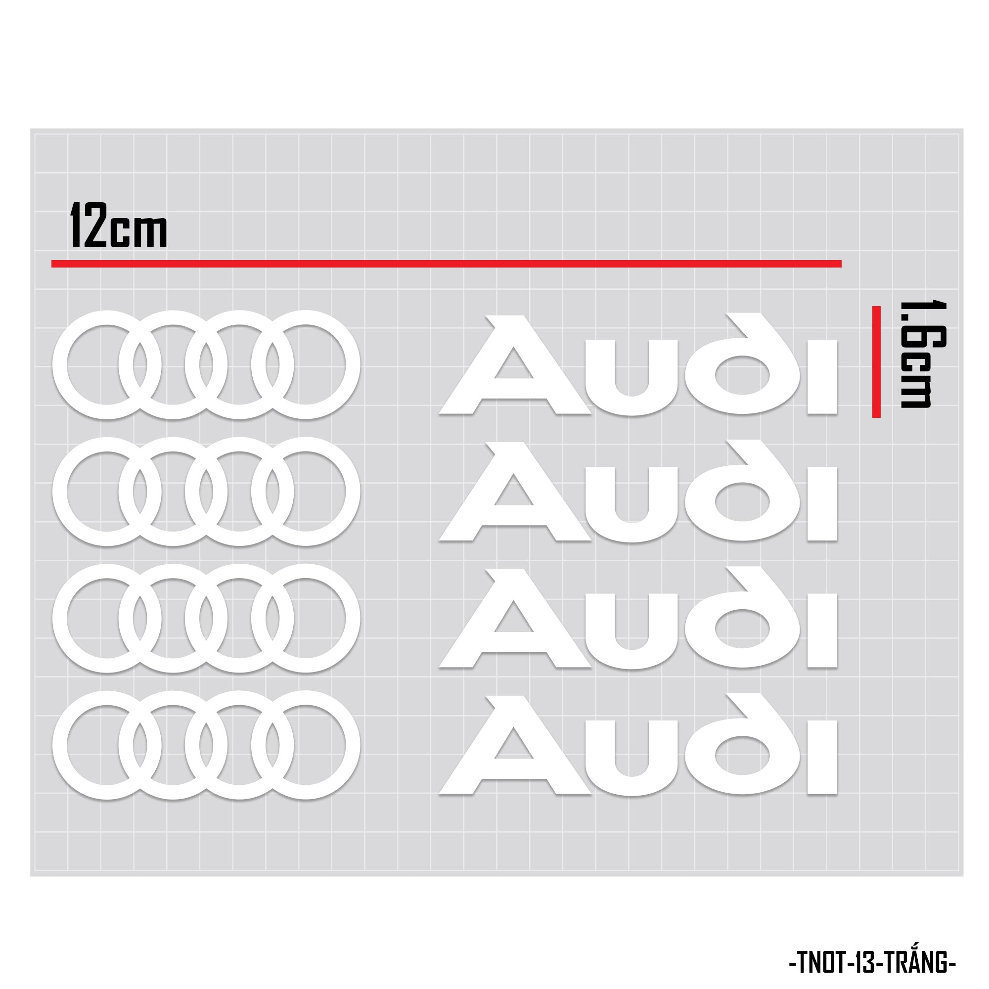 Decal dán tay nắm cửa xe ô tô mẫu Audi trắng