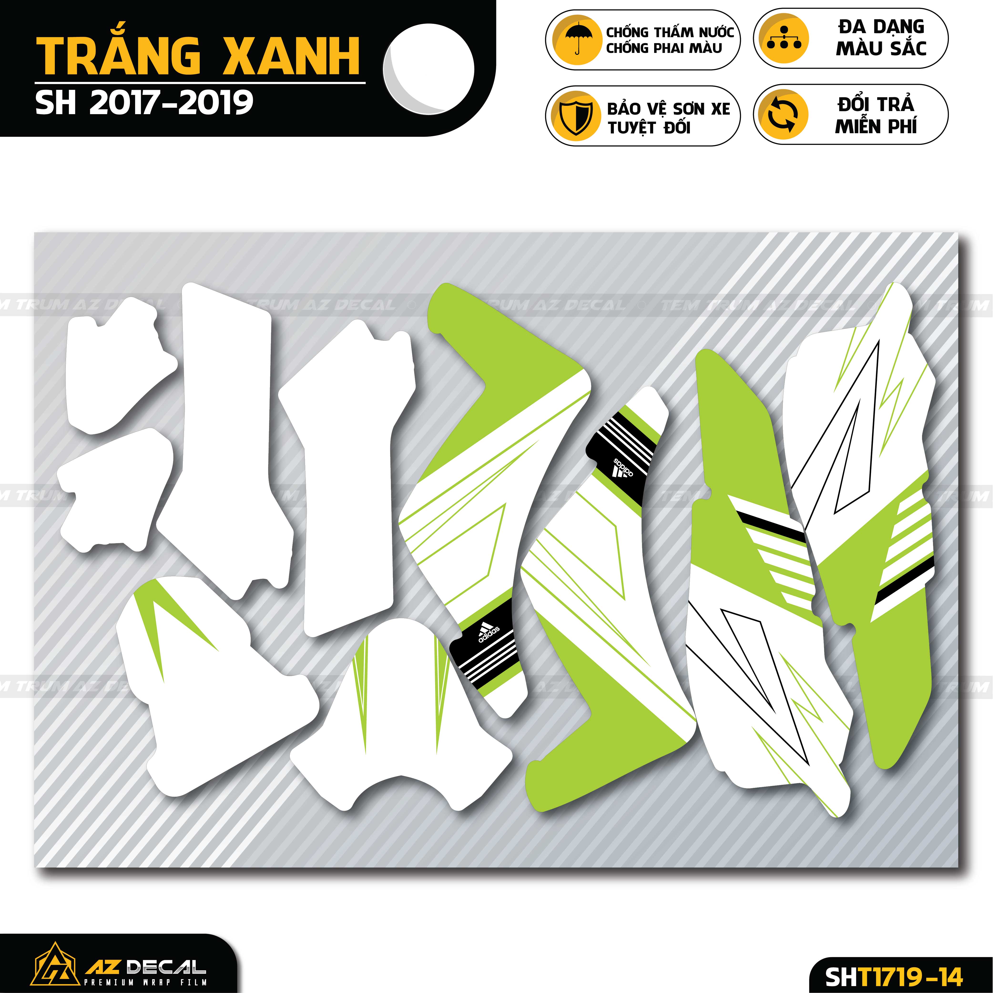 Tem trùm Sh trắng xanh mẫu Adidas Sport