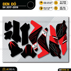 Tem xe Sh đen đỏ đẹp mẫu Adidas Sport