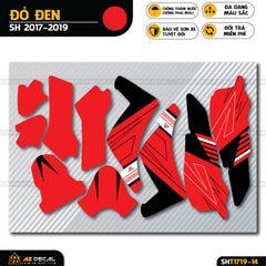 Dán xe SH đẹp màu đỏ đen mẫu Adidas