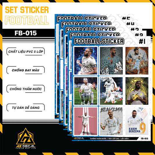Sticker Dán Ô Tô, Xe Máy, Xe Điện, Xe Đạp, Mũ Bảo Hiểm | Football FB-015 BENZEMA