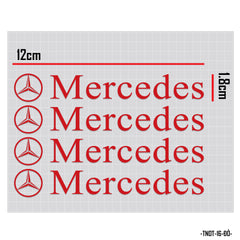 Tem dán tay nắm cửa xe ô tô chữ Mercedes đỏ