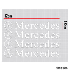 Tem dán trang trí tay nắm cửa xe ô tô mẫu Mercedes trắng