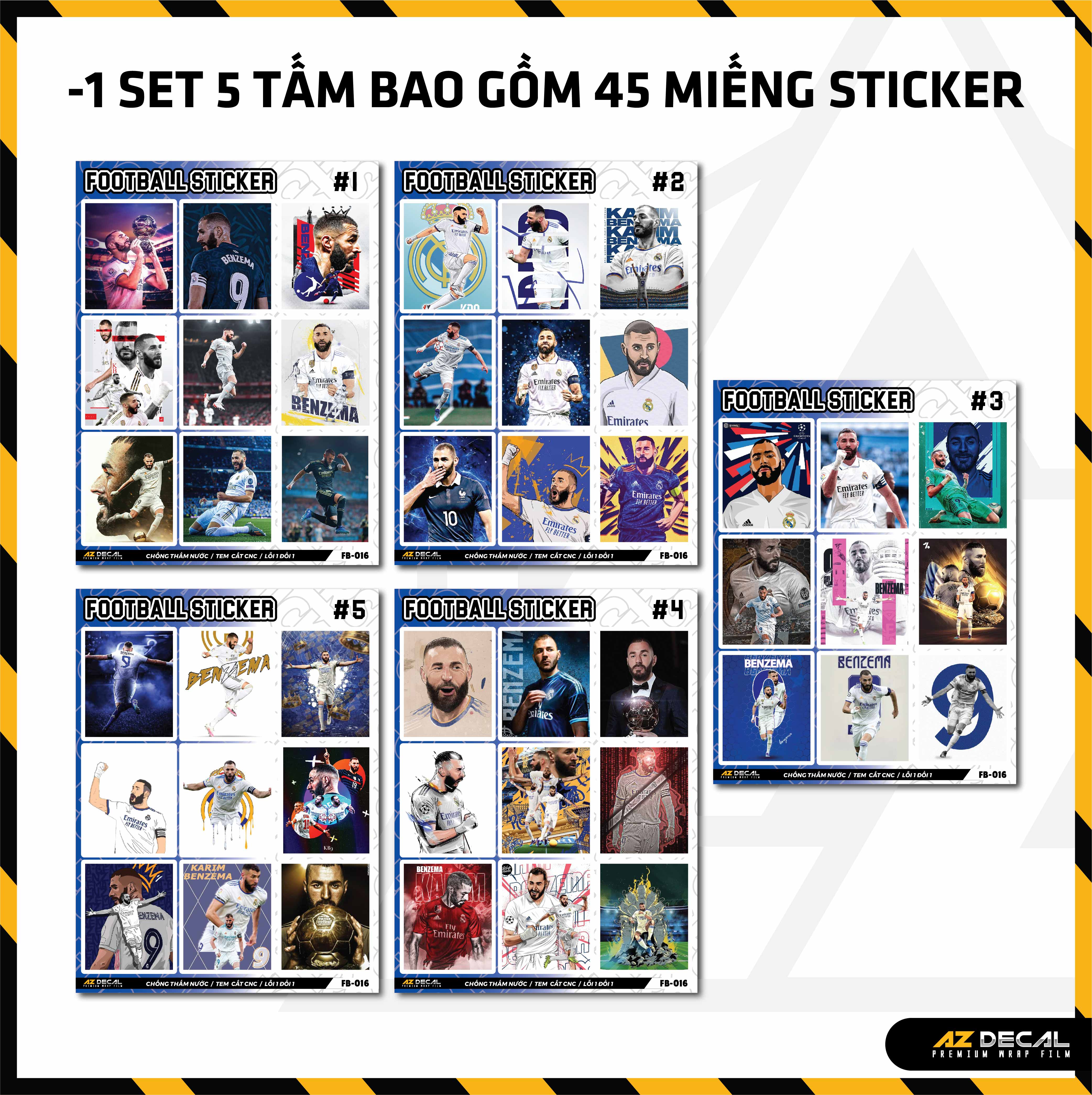 Sticker Dán Ô Tô, Xe Máy, Xe Điện, Xe Đạp, Mũ Bảo Hiểm | Football FB-016 BENZEMA