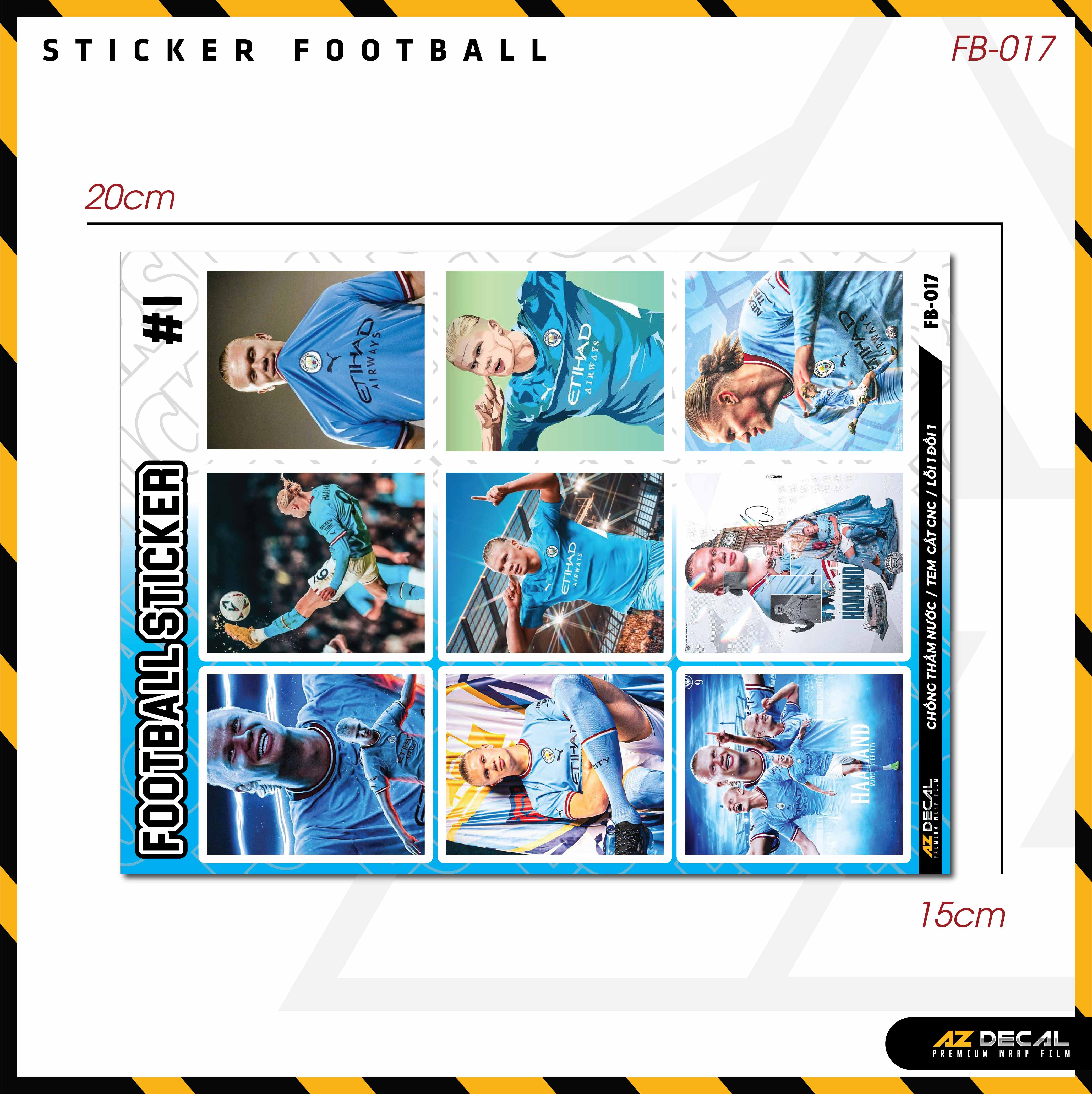 Sticker Dán Ô Tô, Xe Máy, Xe Điện, Xe Đạp, Mũ Bảo Hiểm | Football FB-017 HAALAND