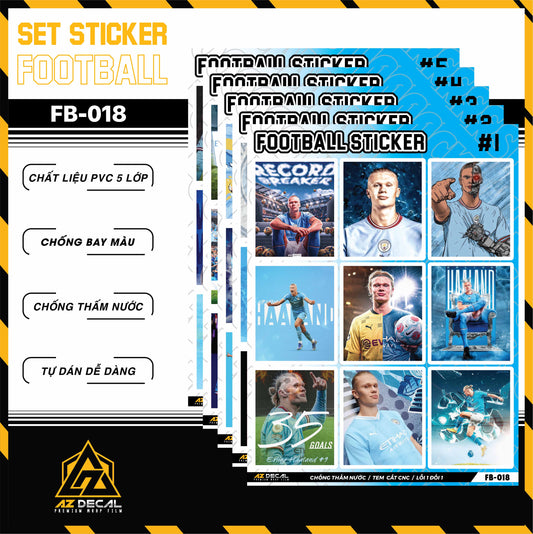 Sticker Dán Ô Tô, Xe Máy, Xe Điện, Xe Đạp, Mũ Bảo Hiểm | Football FB-018 HAALAND