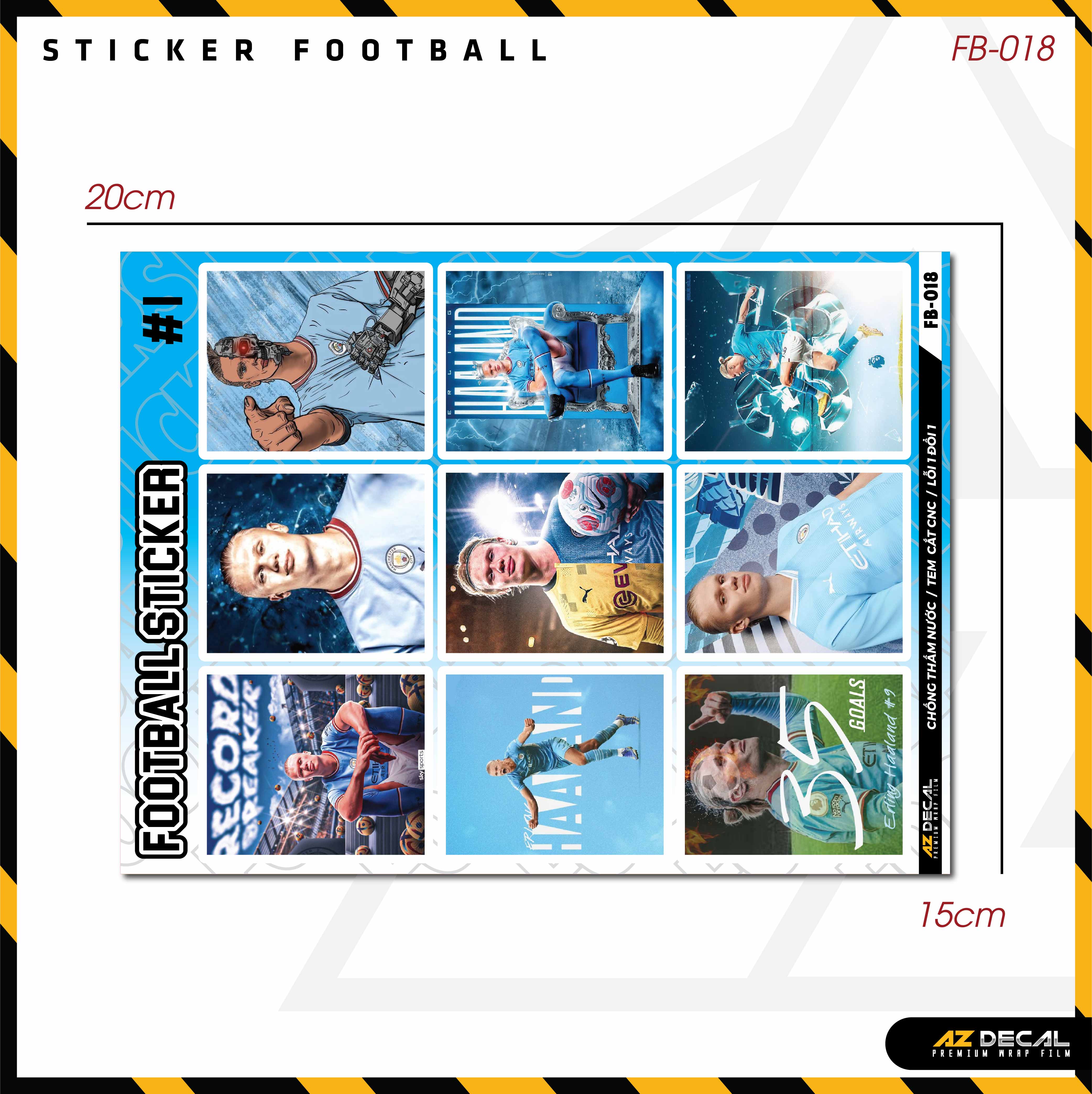 Sticker Dán Ô Tô, Xe Máy, Xe Điện, Xe Đạp, Mũ Bảo Hiểm | Football FB-018 HAALAND