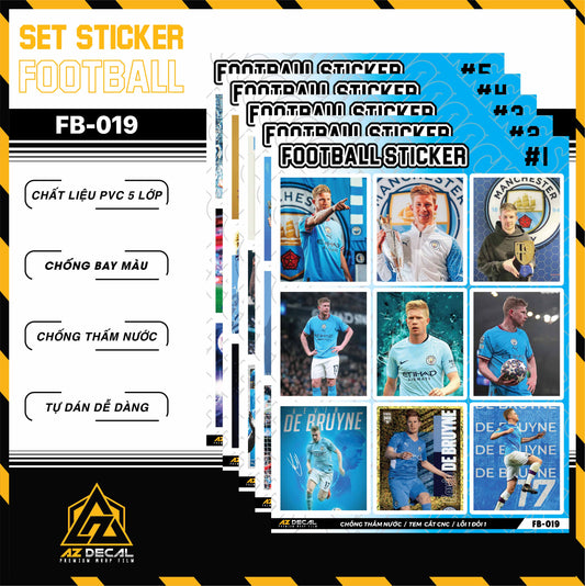 Sticker Dán Ô Tô, Xe Máy, Xe Điện, Xe Đạp, Mũ Bảo Hiểm | Football FB-019 KEVIN DB