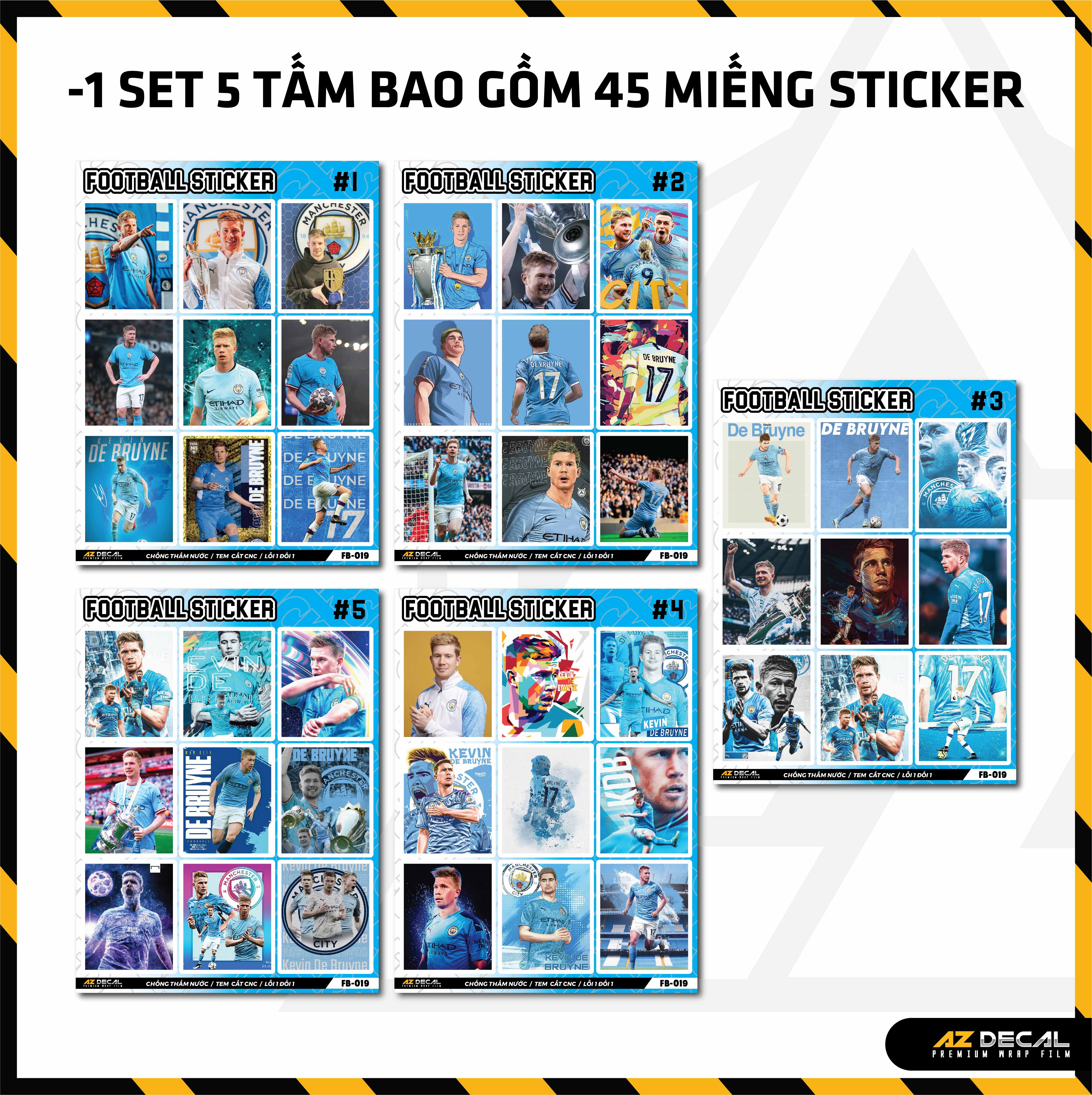 Sticker Dán Ô Tô, Xe Máy, Xe Điện, Xe Đạp, Mũ Bảo Hiểm | Football FB-019 KEVIN DB