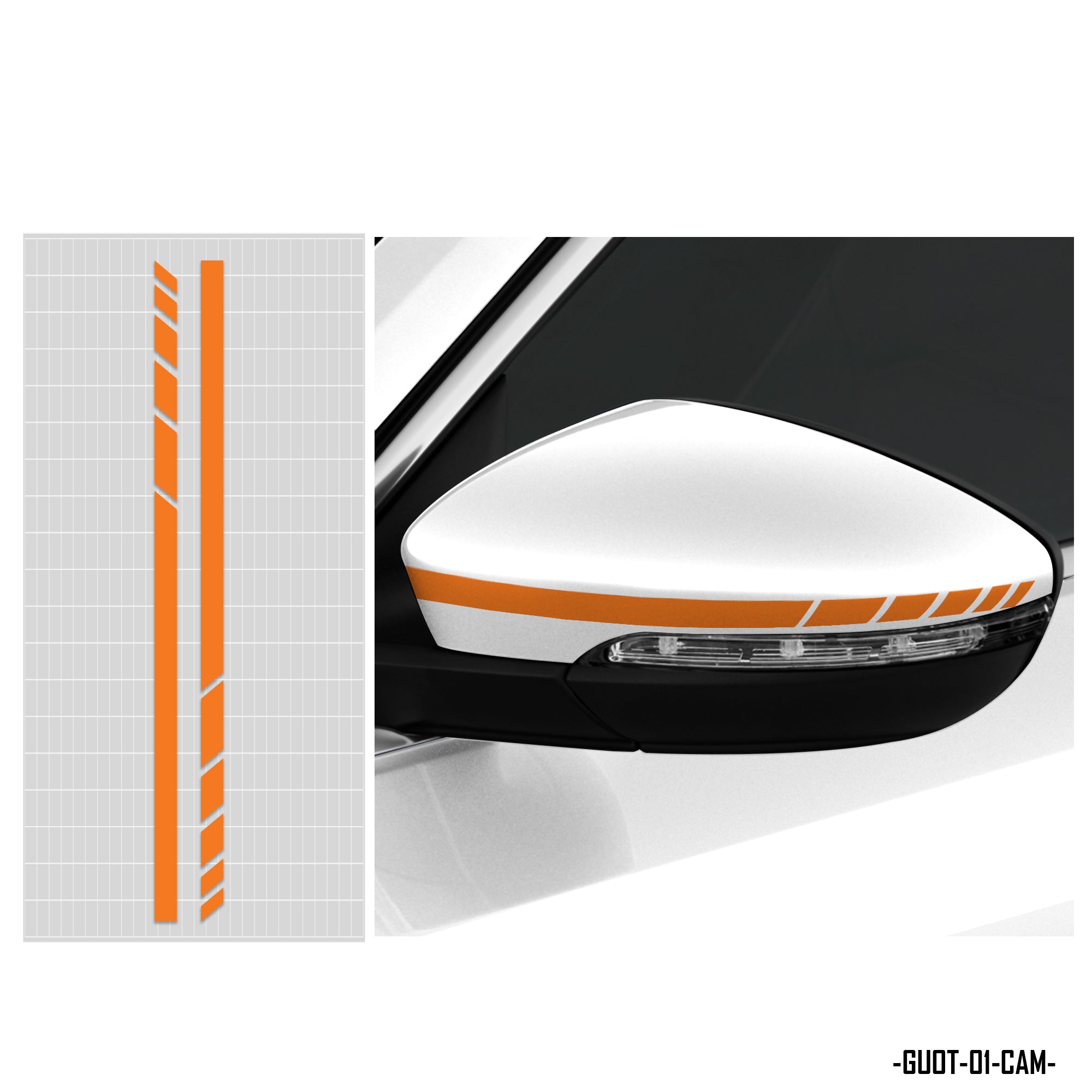 Mẫu dán gương chiếu hậu xe ô tô xe hơi màu cam