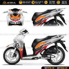 Dán decal trùm xe SH phong cách Repsol màu trắng cam