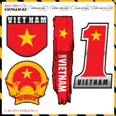 Sticker Dán Ô Tô, Xe Máy, Xe Điện, Xe Đạp, Mũ Bảo Hiểm | Tem Mini Cờ Quốc Gia - Việt Nam 02