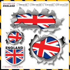 Sticker Dán Xe Máy, Xe Điện, Xe Đạp, Mũ Bảo Hiểm | Tem Mini Cờ Quốc Gia - England