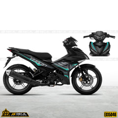 Tem xe Exciter 150 màu xanh xám dán xe đen