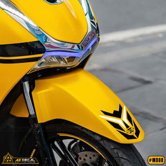 Hình thực tế tem dán mỏ dè xe máy màu đen trắng MD08