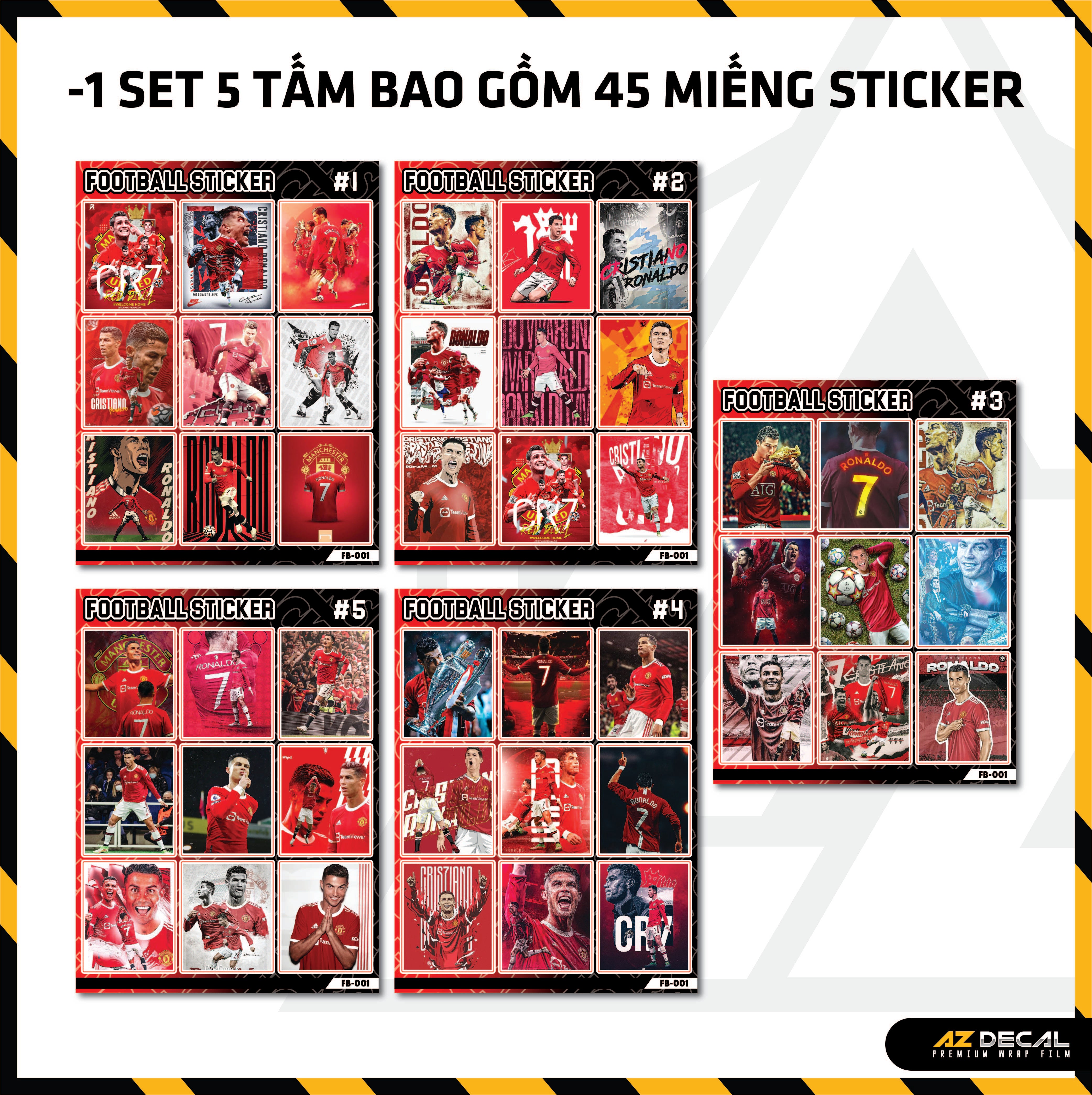 Sticker Dán Ô Tô, Xe Máy, Xe Điện, Xe Đạp, Mũ Bảo Hiểm | Football FB-001 CR7