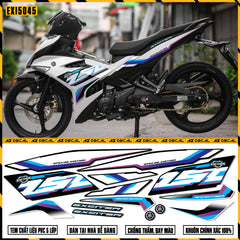 Tem xe Exciter 150 trắng xanh đẹp