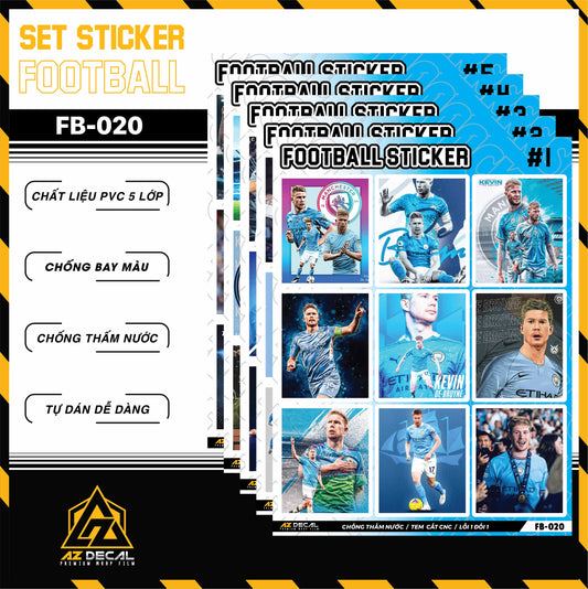 Sticker Dán Ô Tô, Xe Máy, Xe Điện, Xe Đạp, Mũ Bảo Hiểm | Football FB-020 KEVIN DB