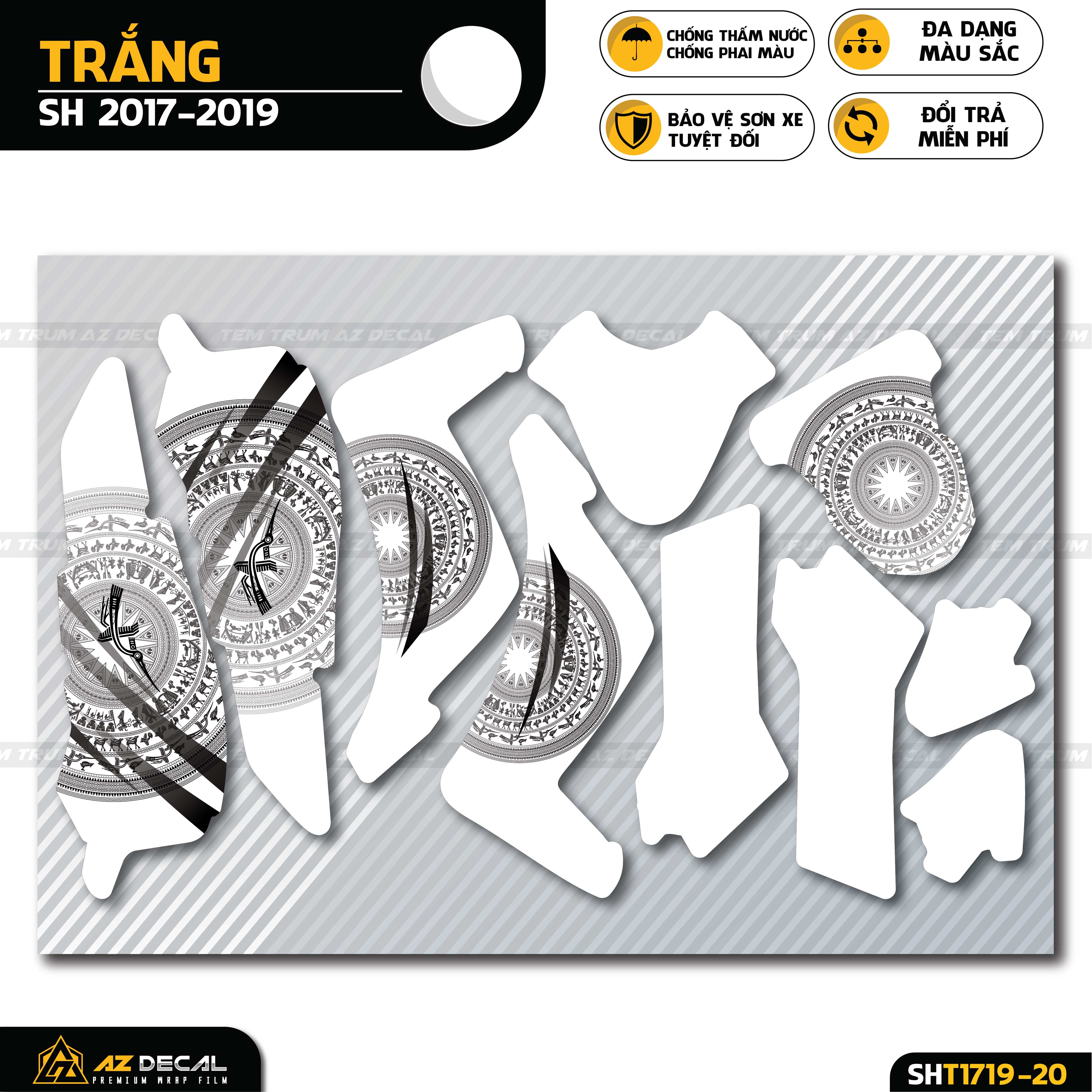 Tem trùm Trống đồng cho SH trắng