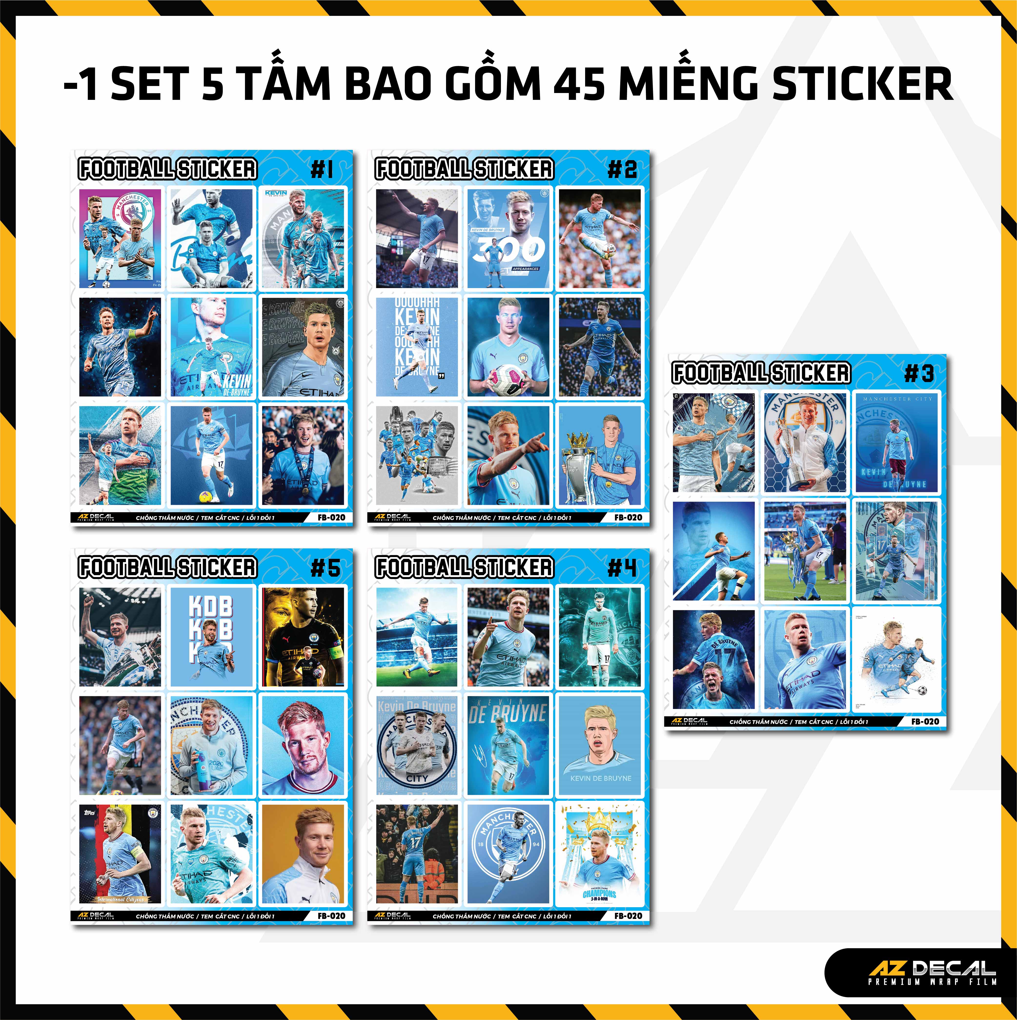 Sticker Dán Ô Tô, Xe Máy, Xe Điện, Xe Đạp, Mũ Bảo Hiểm | Football FB-020 KEVIN DB