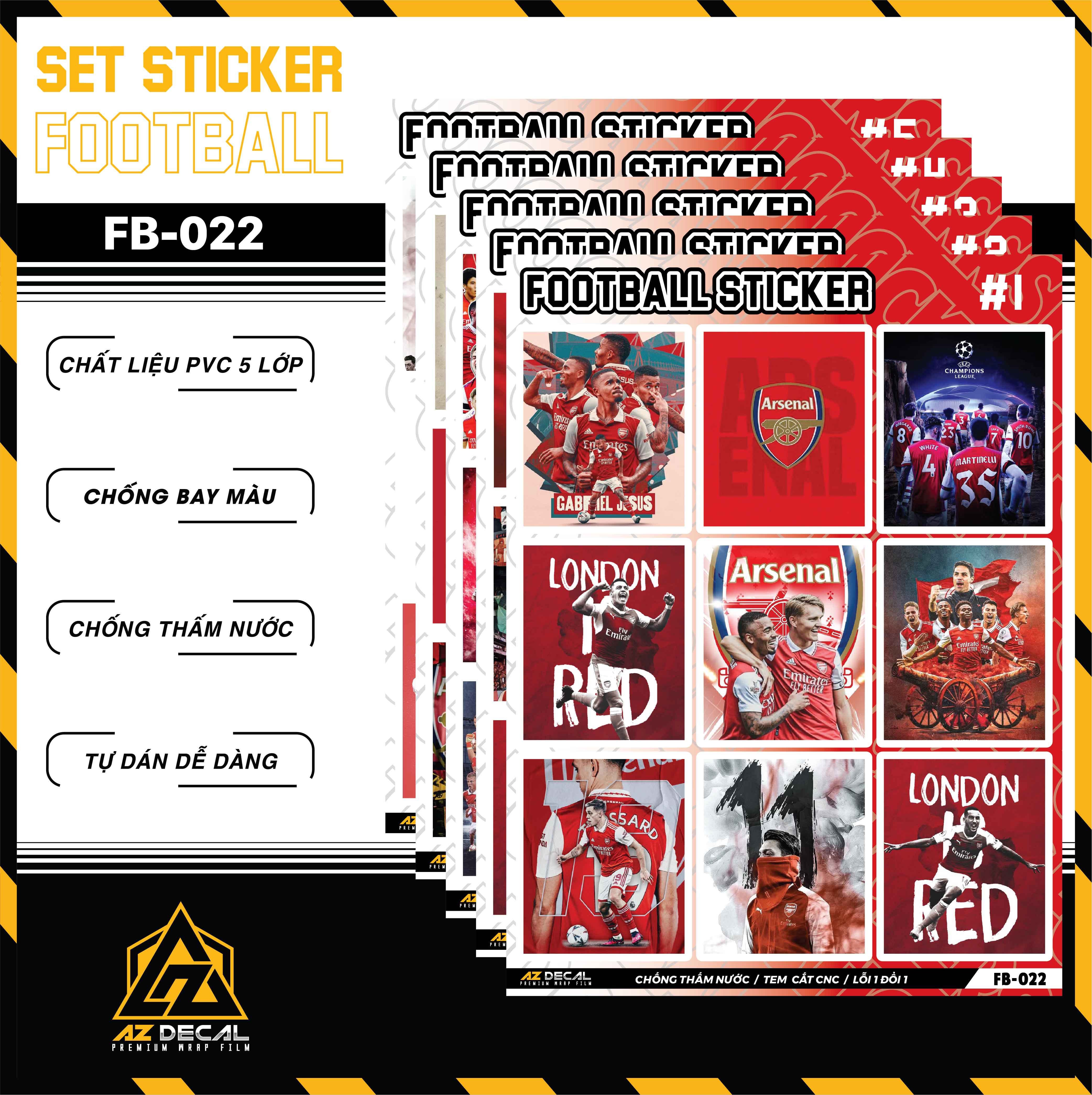 Sticker Dán Ô Tô, Xe Máy, Xe Điện, Xe Đạp, Mũ Bảo Hiểm | Football FB-022 ASSENAL