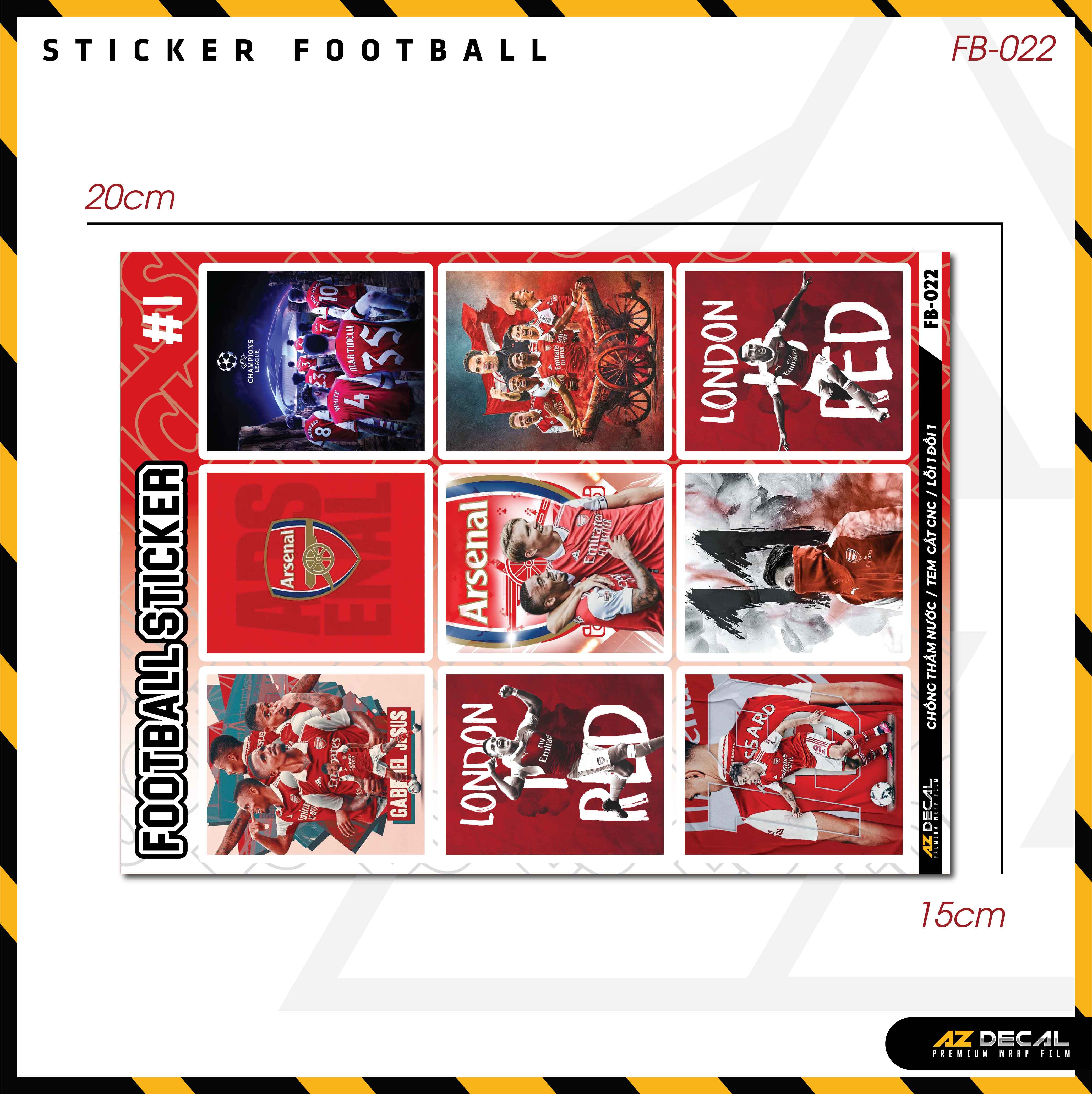 Sticker Dán Ô Tô, Xe Máy, Xe Điện, Xe Đạp, Mũ Bảo Hiểm | Football FB-022 ASSENAL