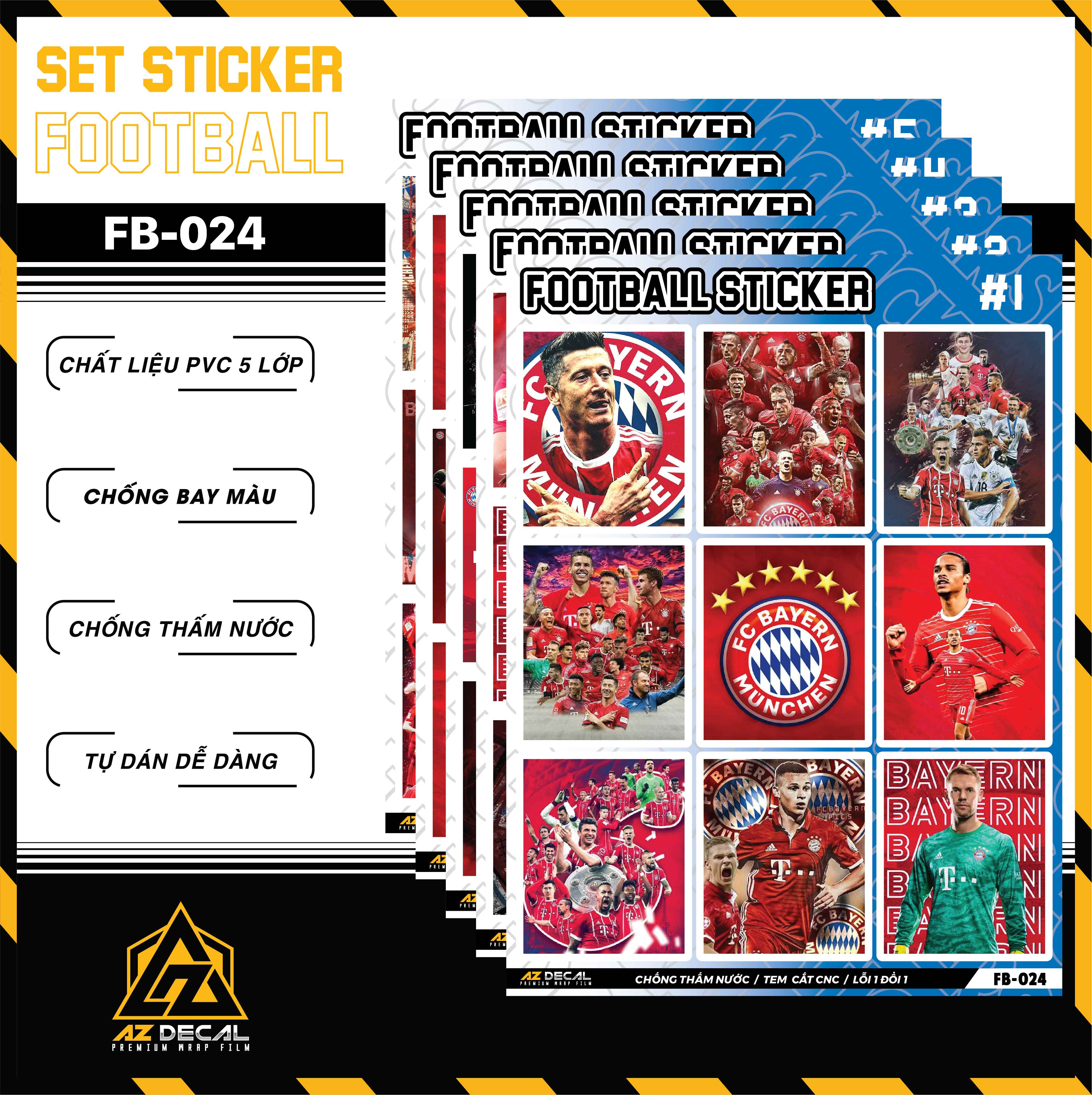 Sticker Dán Ô Tô, Xe Máy, Xe Điện, Xe Đạp, Mũ Bảo Hiểm | Football FB-024 BAYERN