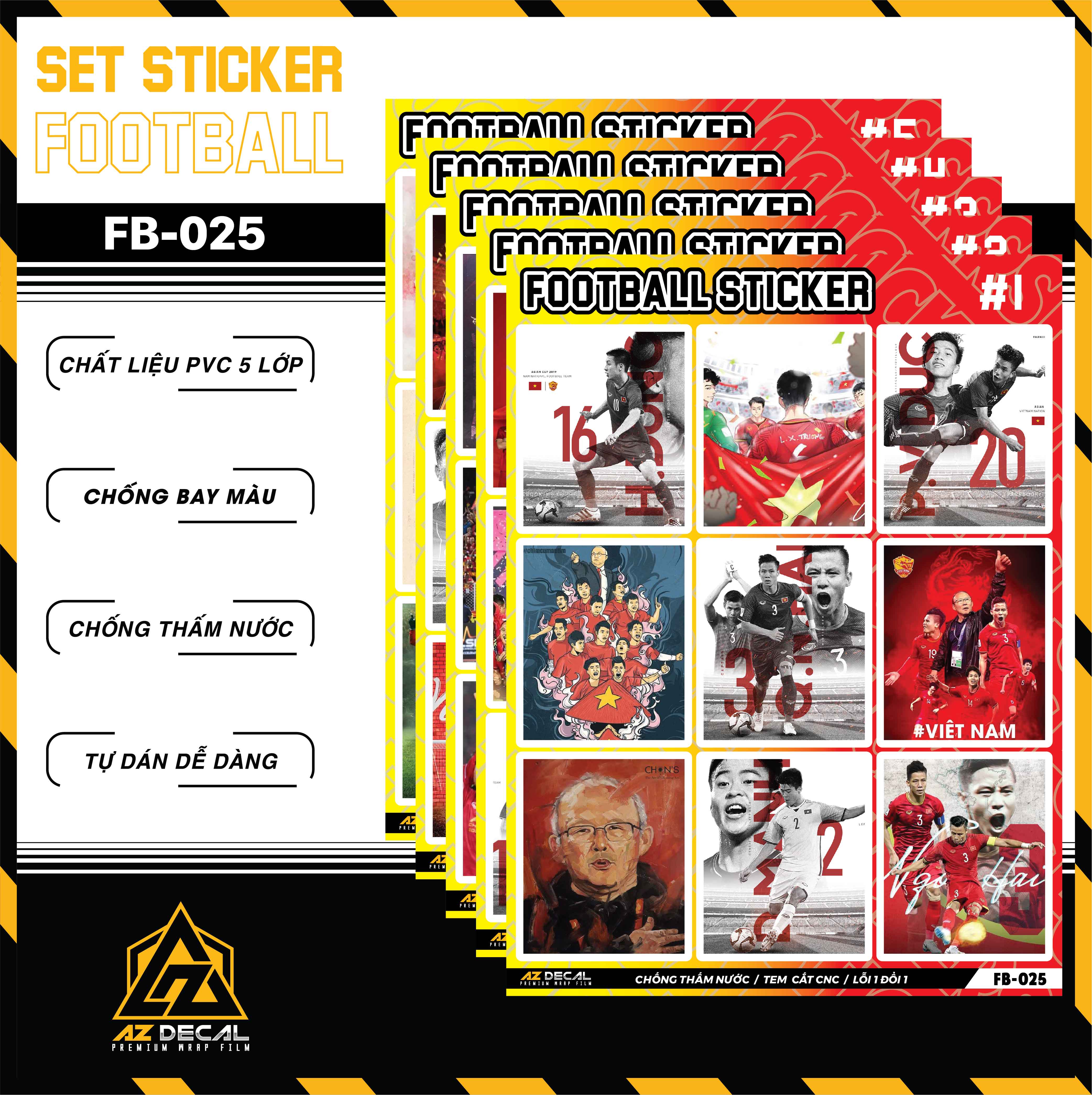 Sticker Dán Ô Tô, Xe Máy, Xe Điện, Xe Đạp, Mũ Bảo Hiểm | Football FB-025 VIETNAM