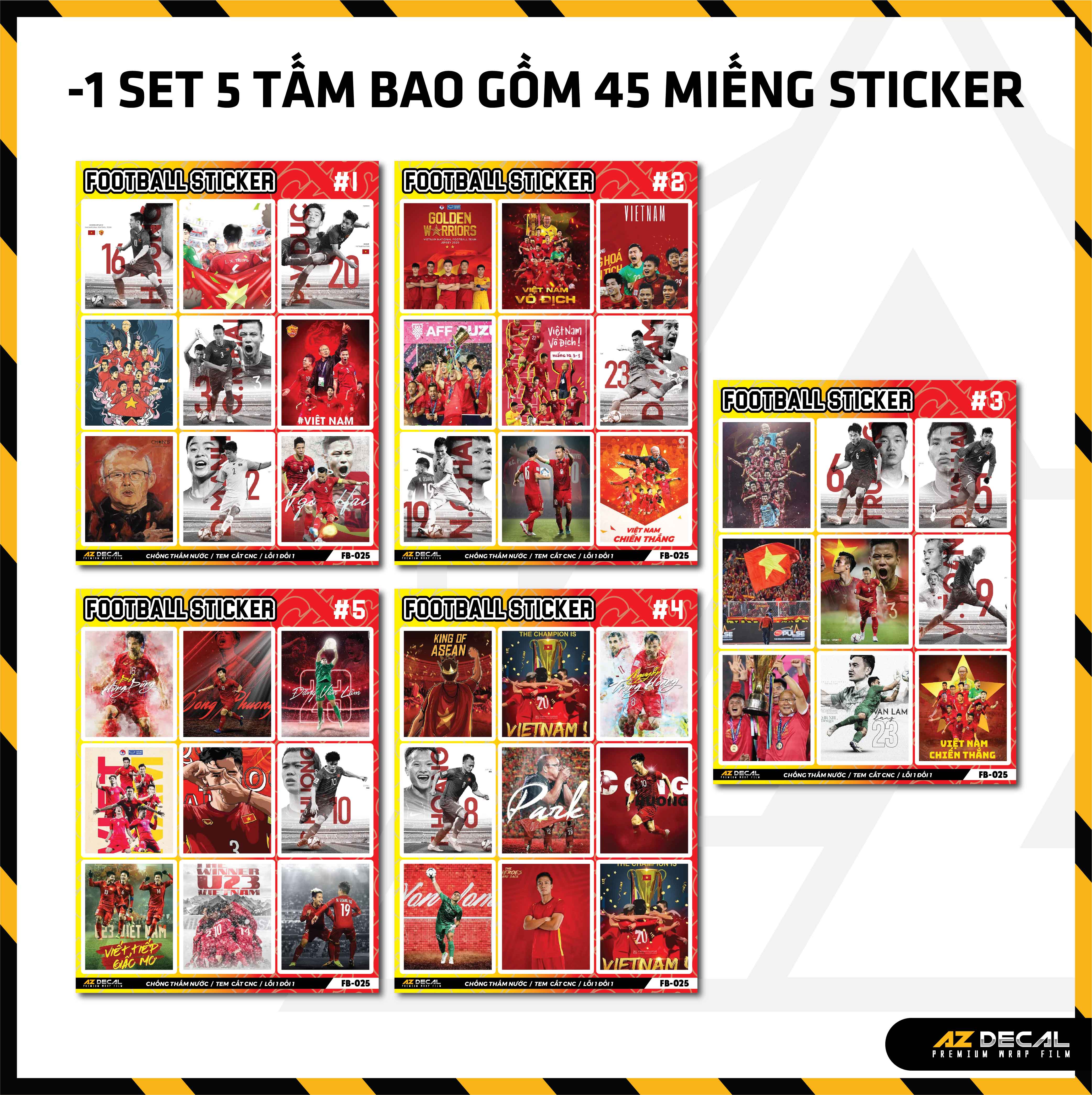 Sticker Dán Ô Tô, Xe Máy, Xe Điện, Xe Đạp, Mũ Bảo Hiểm | Football FB-025 VIETNAM
