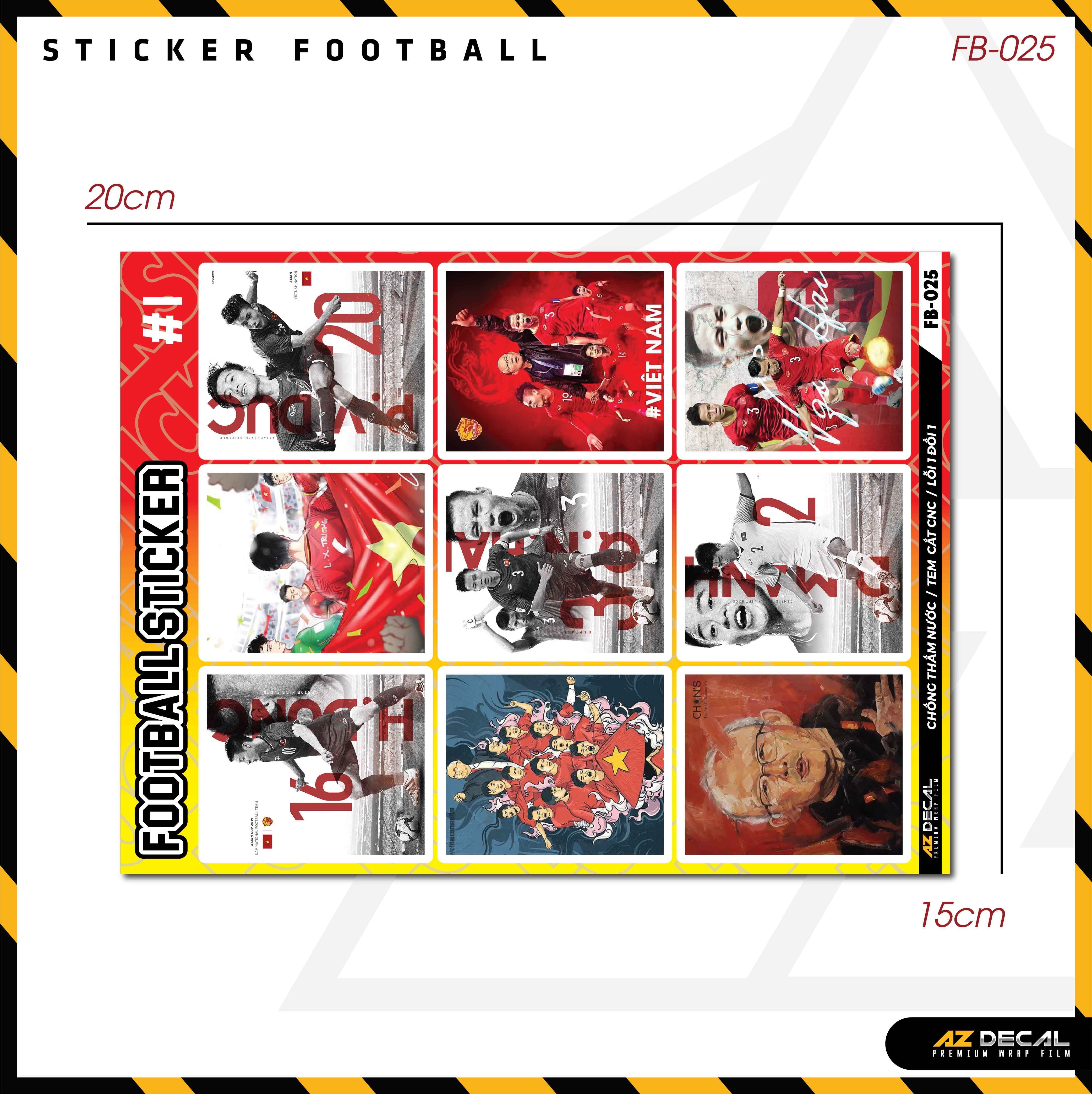 Sticker Dán Ô Tô, Xe Máy, Xe Điện, Xe Đạp, Mũ Bảo Hiểm | Football FB-025 VIETNAM