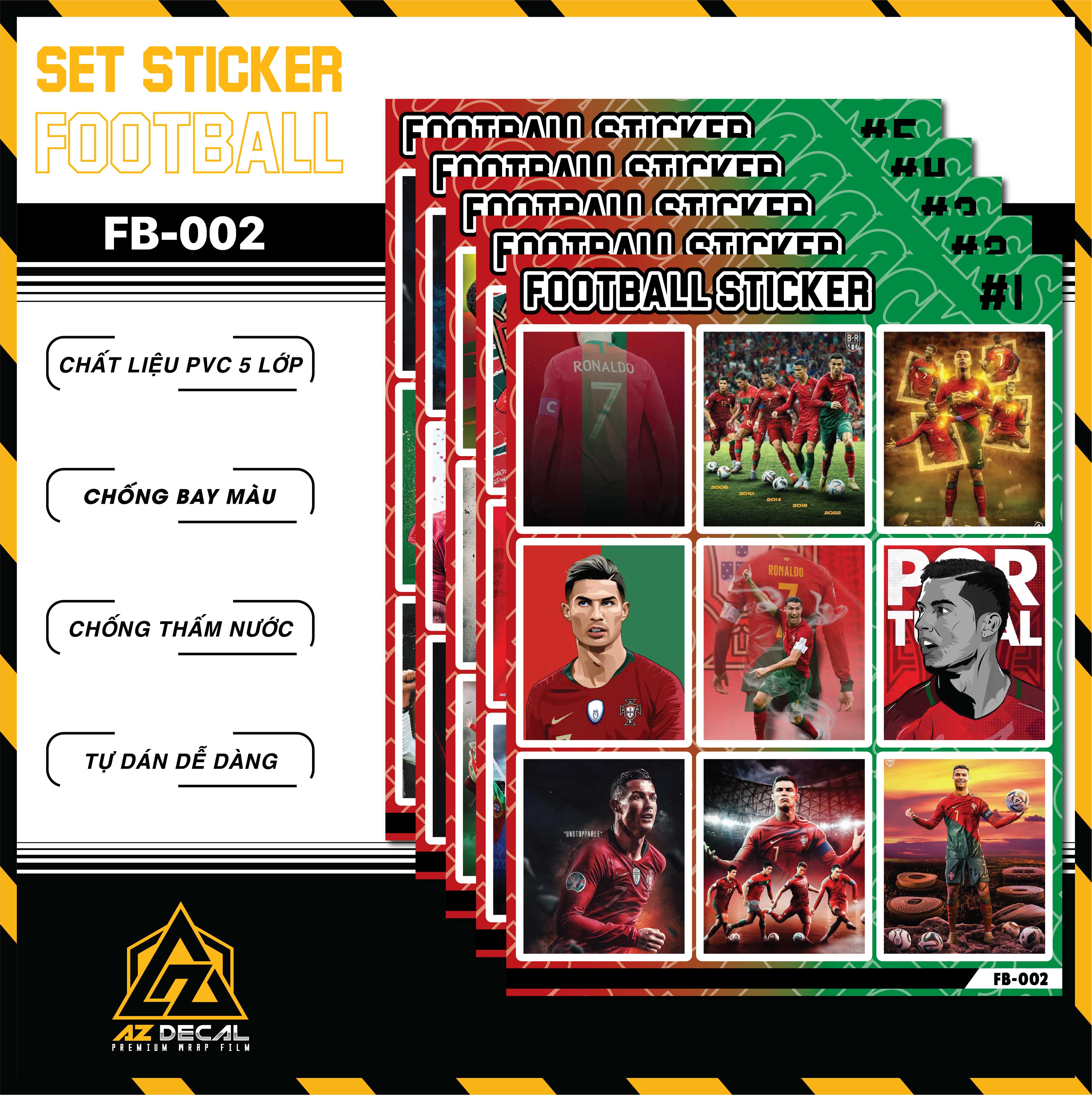 Sticker Dán Ô Tô, Xe Máy, Xe Điện, Xe Đạp, Mũ Bảo Hiểm | Football FB-002 CR7