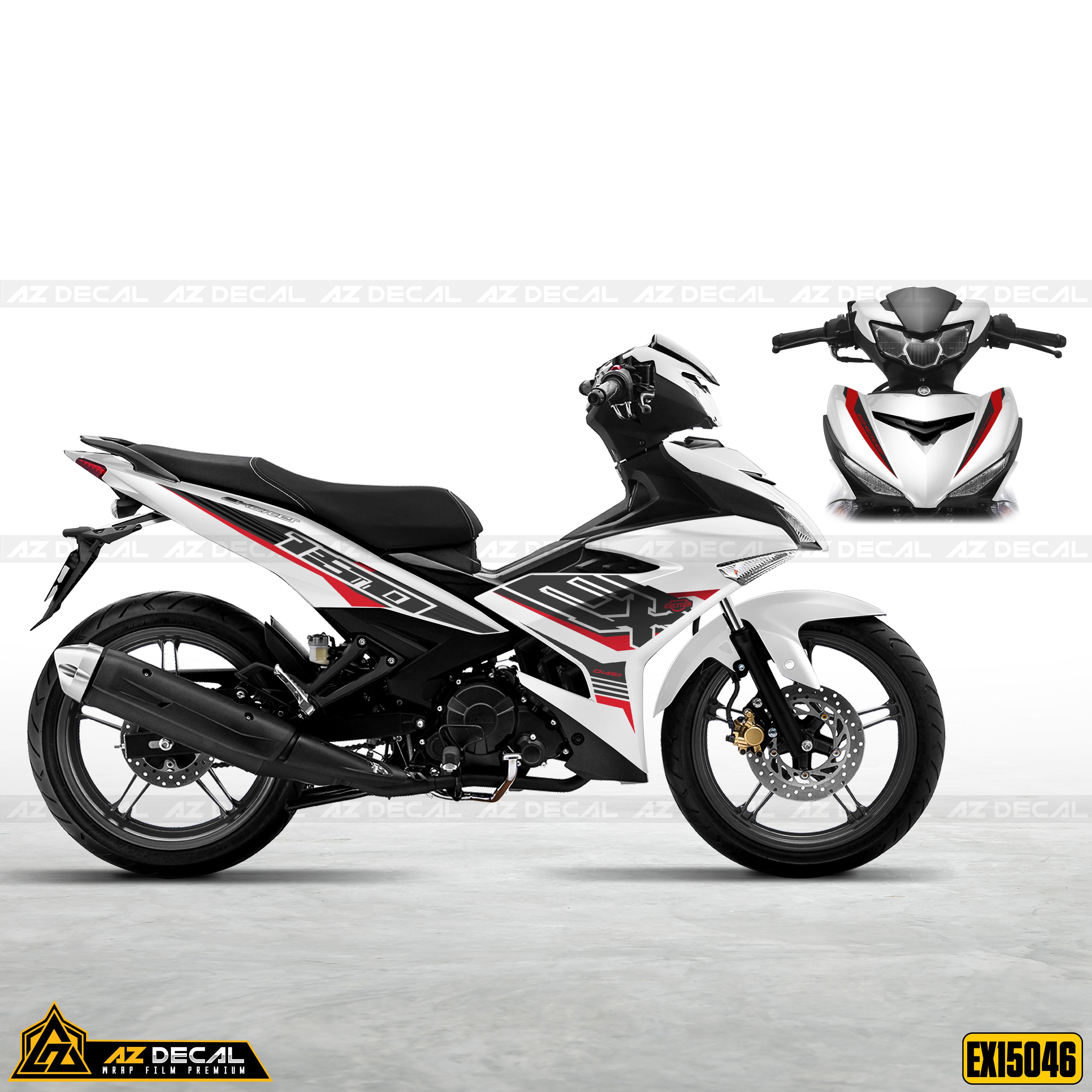 Tem rời Ex 150 đỏ đen dán xe trắng