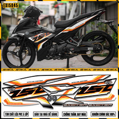Mẫu decal dán xe Exciter 150 cam trắng đen