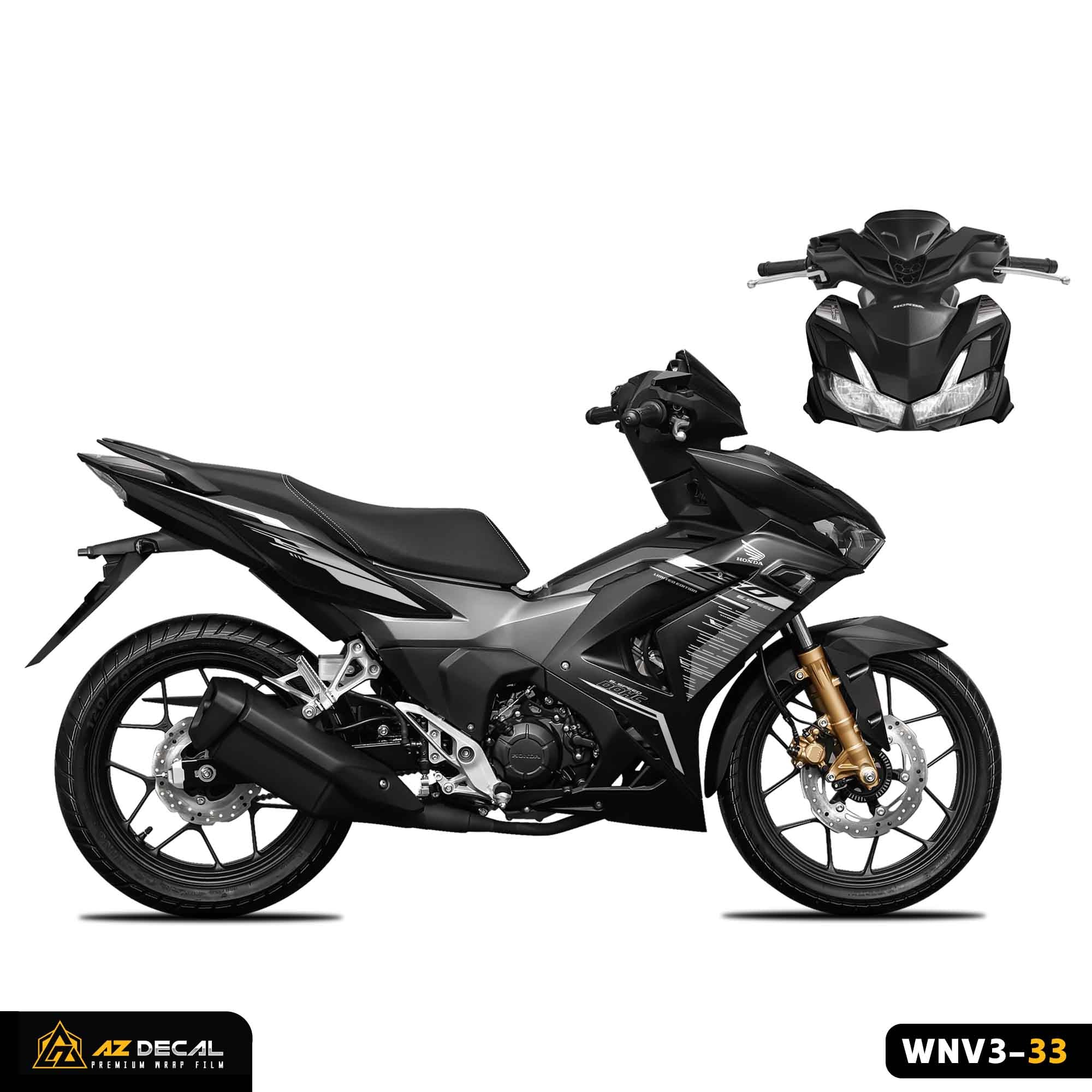 Tem dán xe Winner V3 màu đen xám trắng đẹp