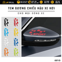 Tem dán gương chiếu hậu xe ô tô chữ Sport
