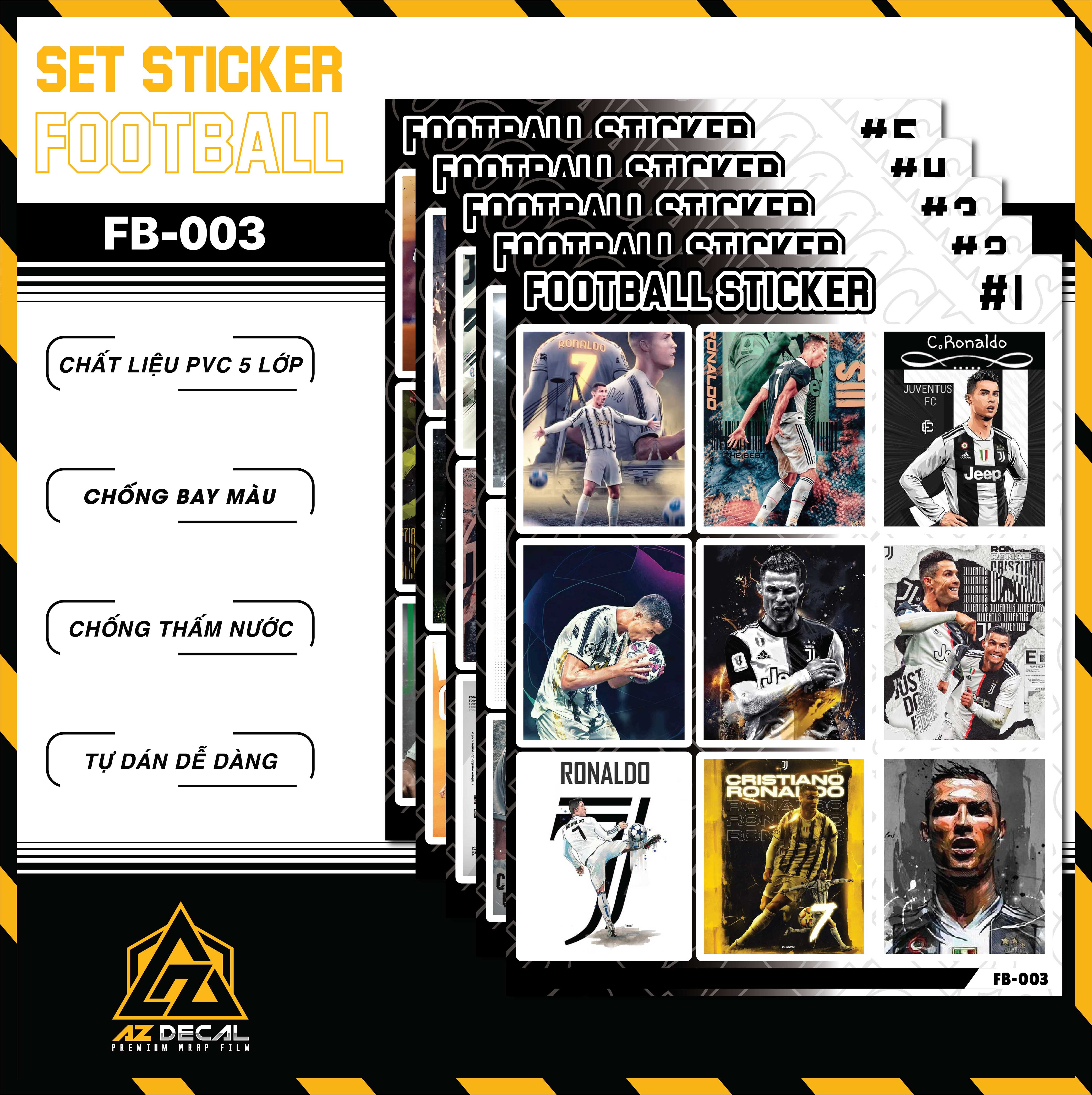 Sticker Dán Ô Tô, Xe Máy, Xe Điện, Xe Đạp, Mũ Bảo Hiểm | Football FB-003 CR7