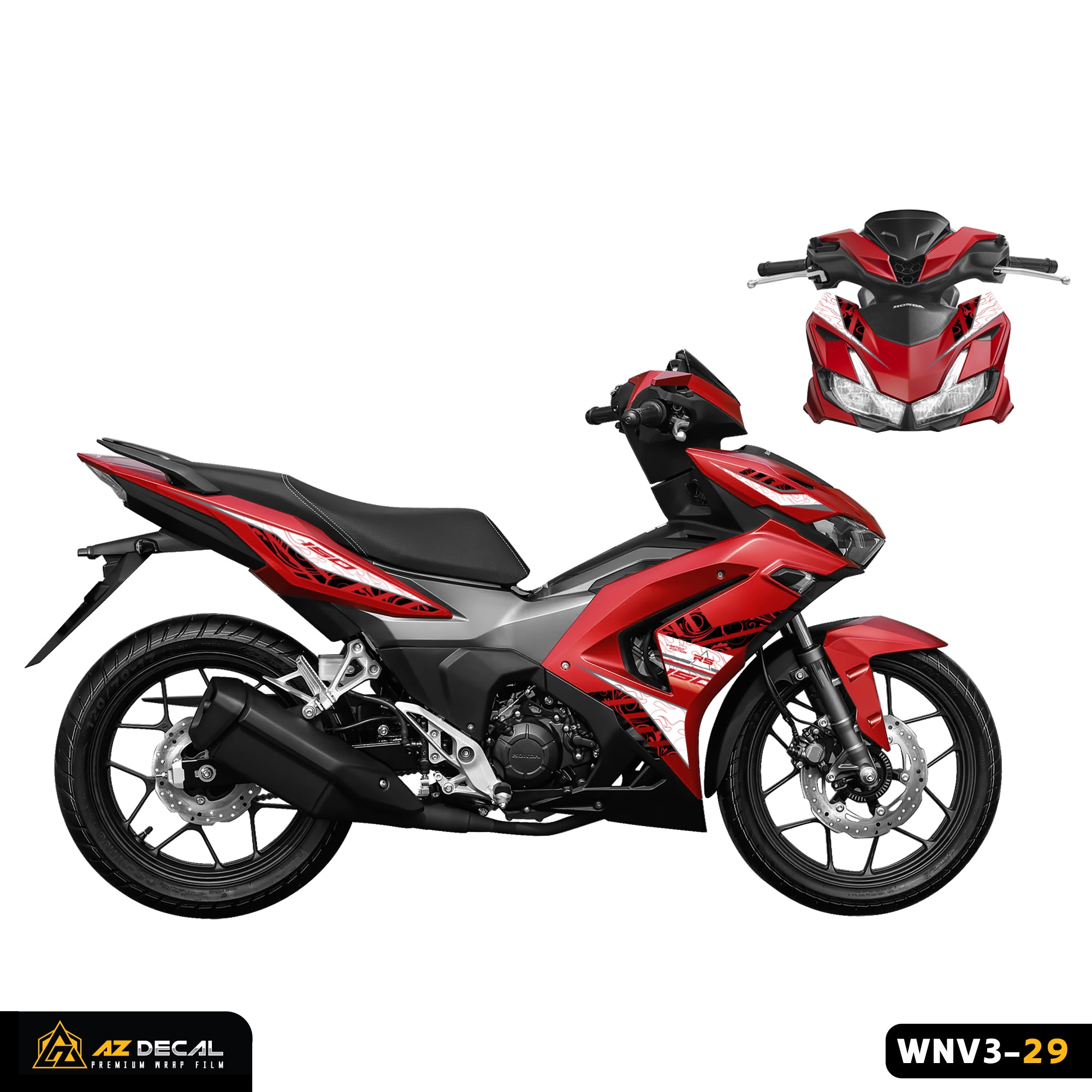 Decal xe Winner X v3 mẫu RS150 dán xe đỏ