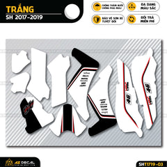 Tem trùm SH cao cấp màu trắng mẫu Honda Racing