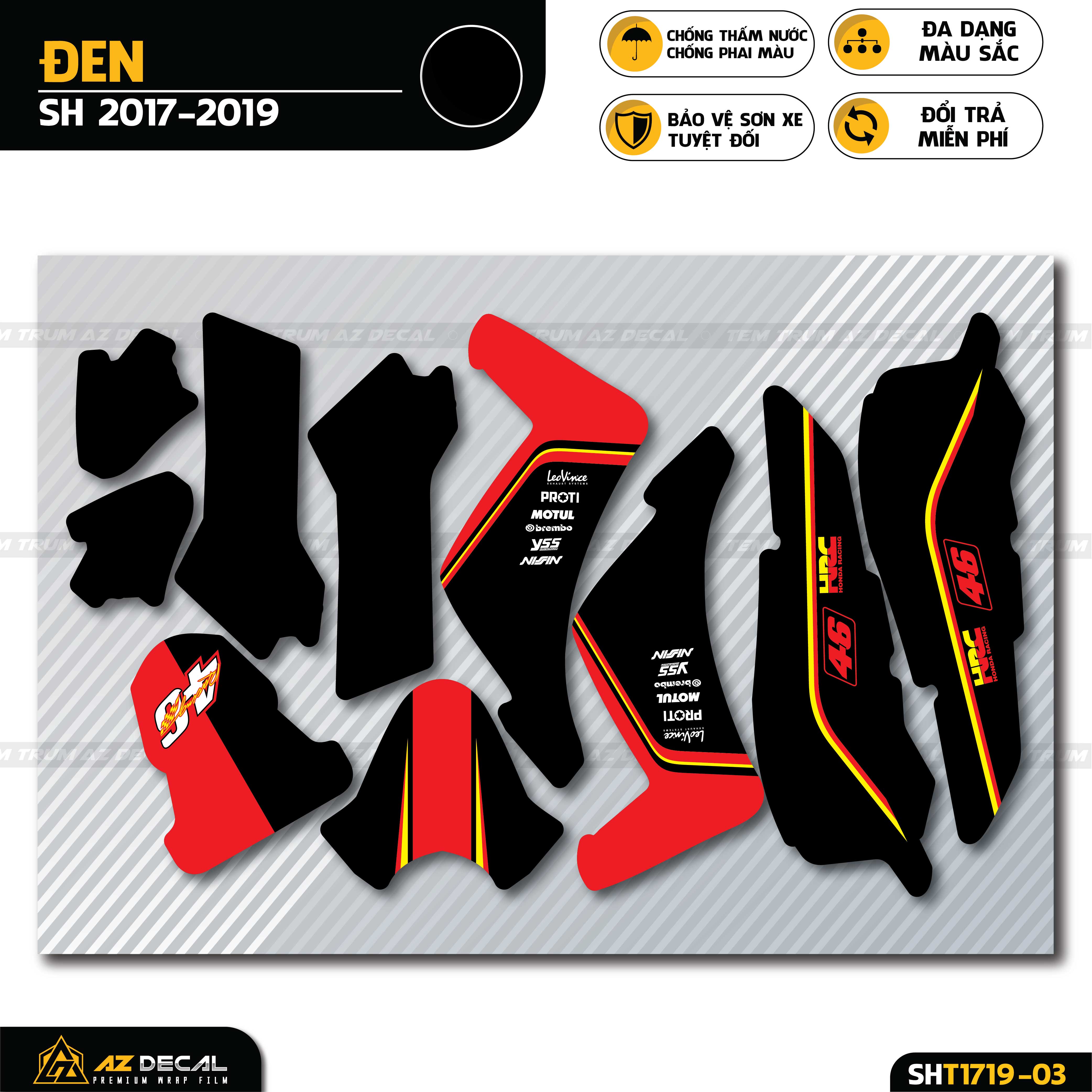 Tem xe SH đẹp màu đen đỏ