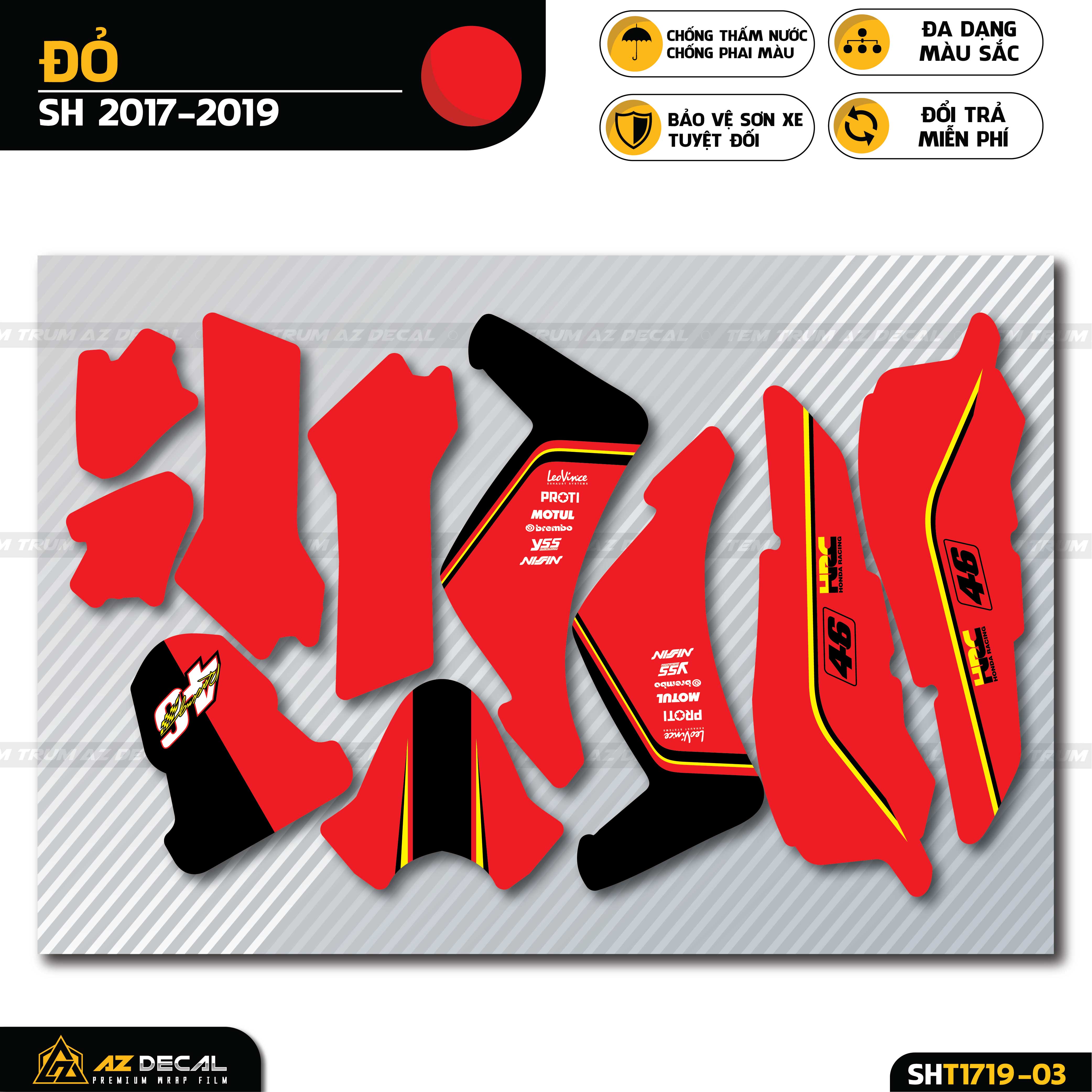 Tem trùm SH đỏ đen phong cách Honda Racing