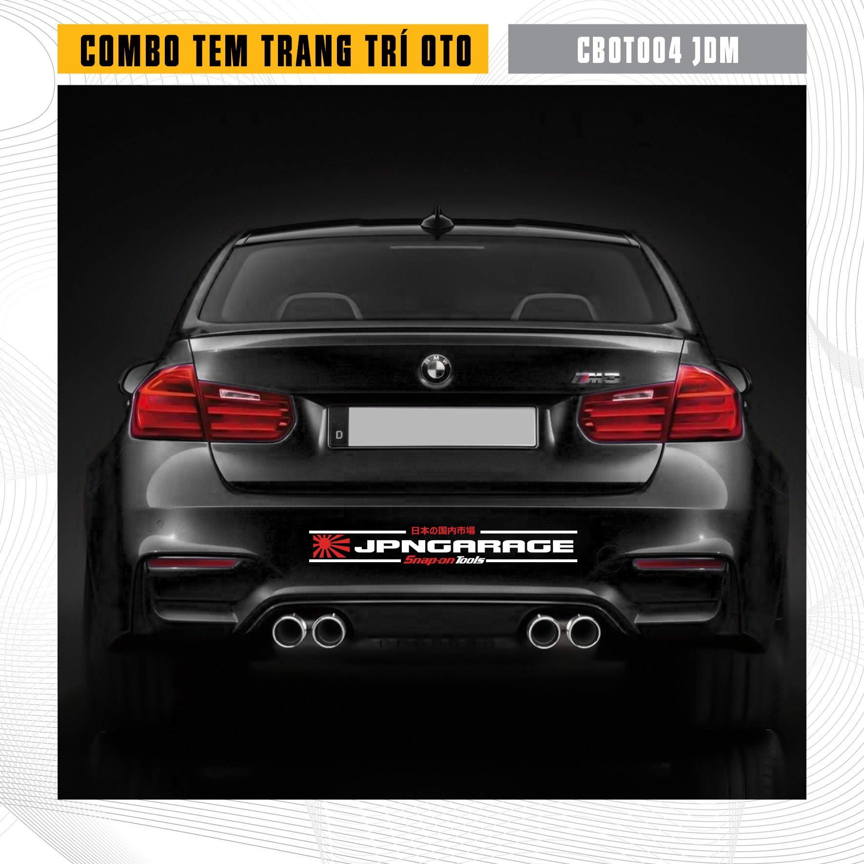 Tem dán cản sau ô tô mẫu JDM