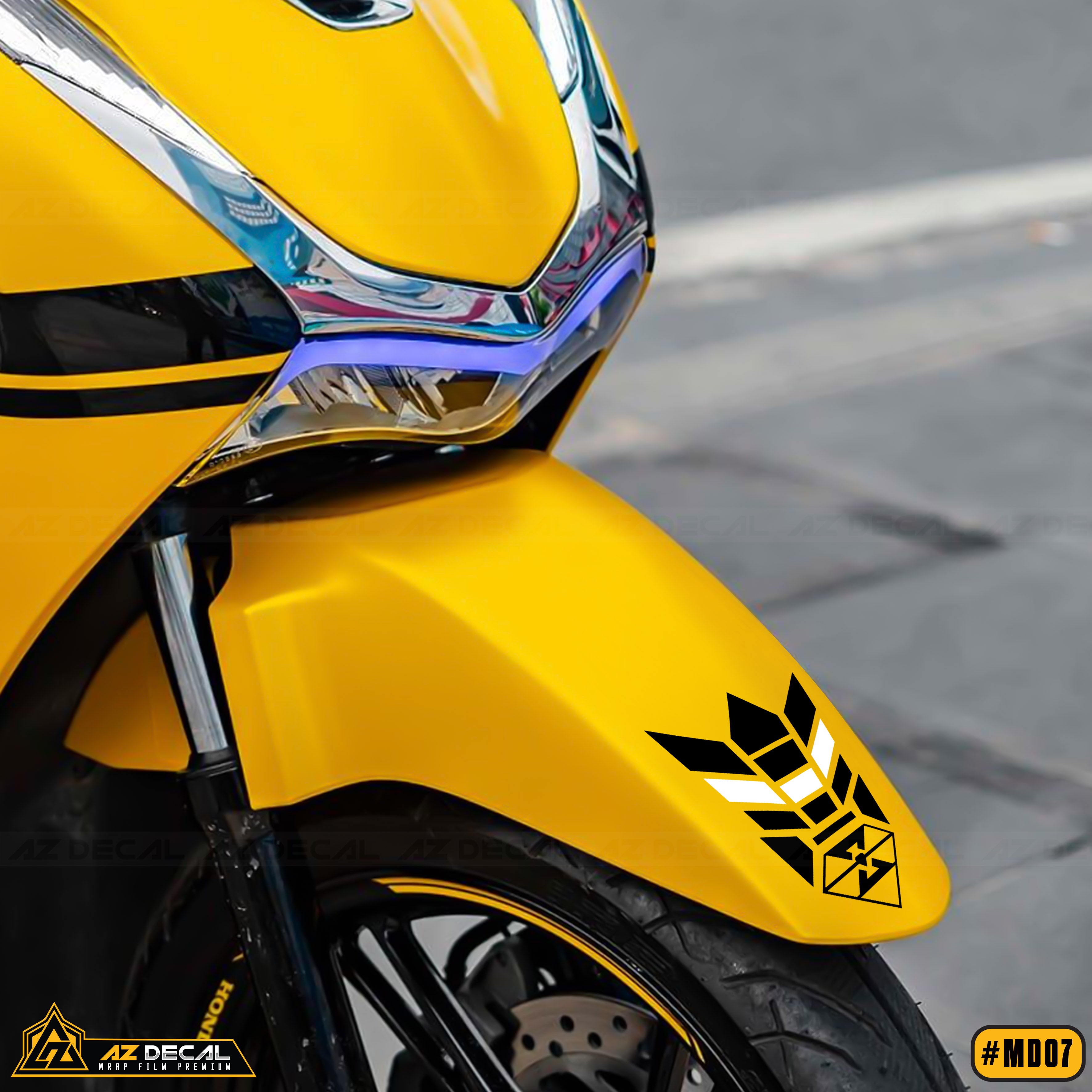 Tem dán mỏ dè (mũi xe) mẫu MD06 màu trắng đen