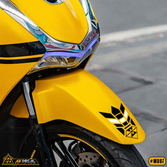 Tem dán mỏ dè (mũi xe) mẫu MD06 màu trắng đen