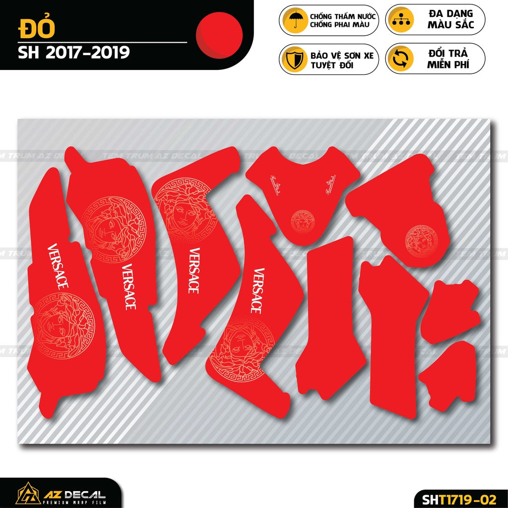 Chi tiết mẫu tem trùm xe SH đỏ