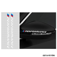 Tem dán gương chiếu hậu xe ô tô chữ Performance trắng
