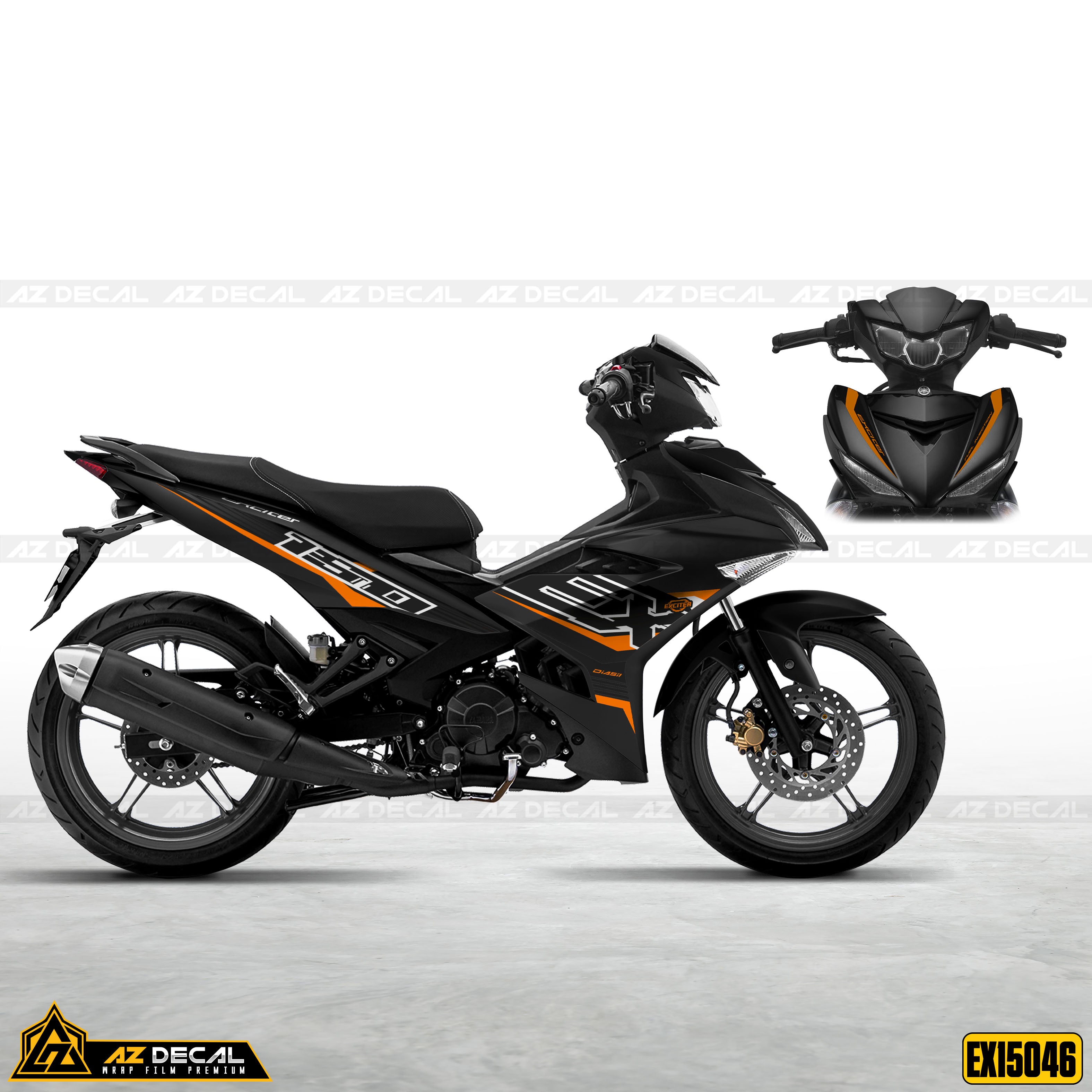 Decal dán xe Exciter 150 màu cam trắng đen