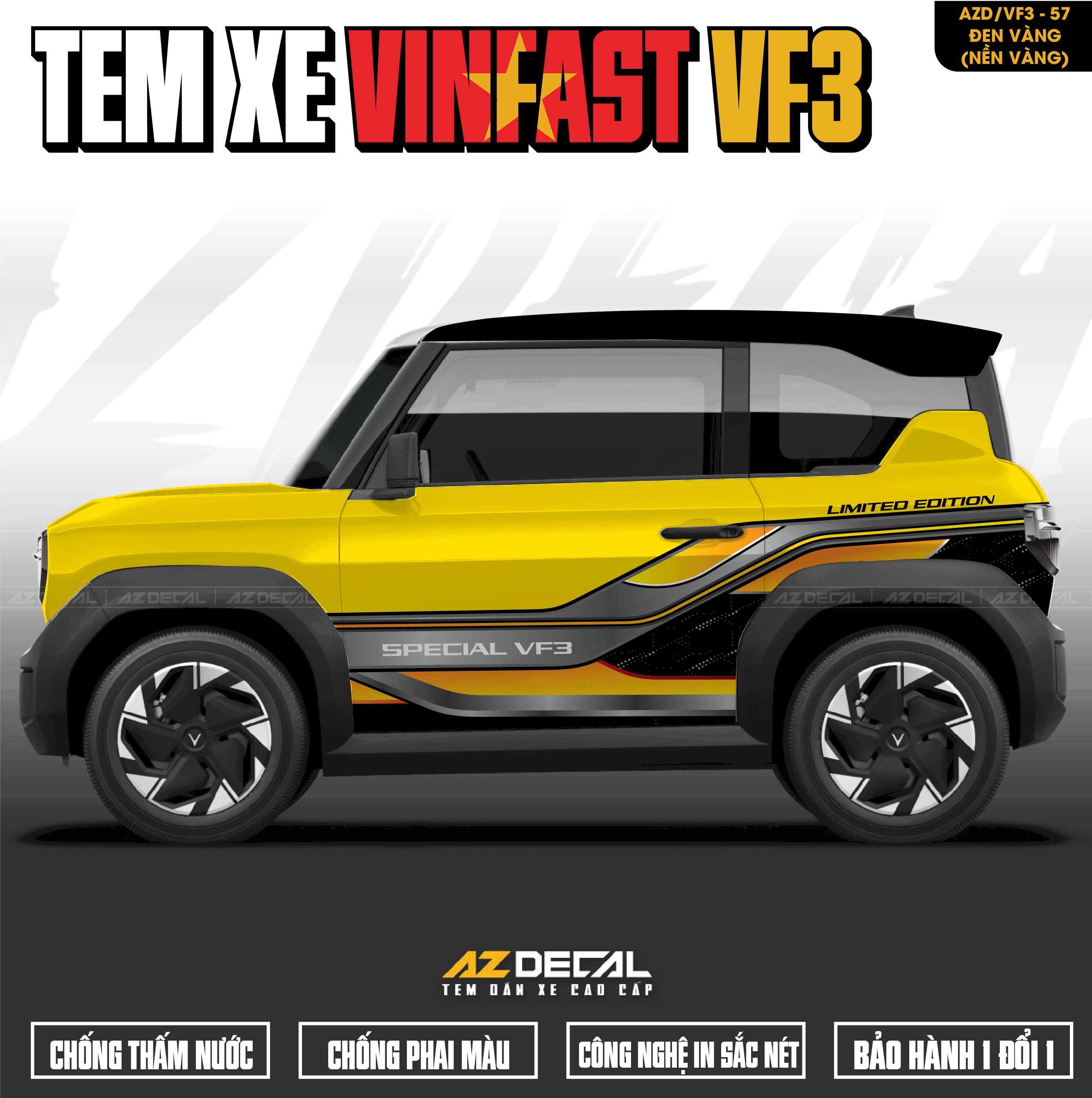 Tem Xe Vinfast VF3 Mẫu VF3-57 Spiceal - Thiết Kế Theo Yêu Cầu