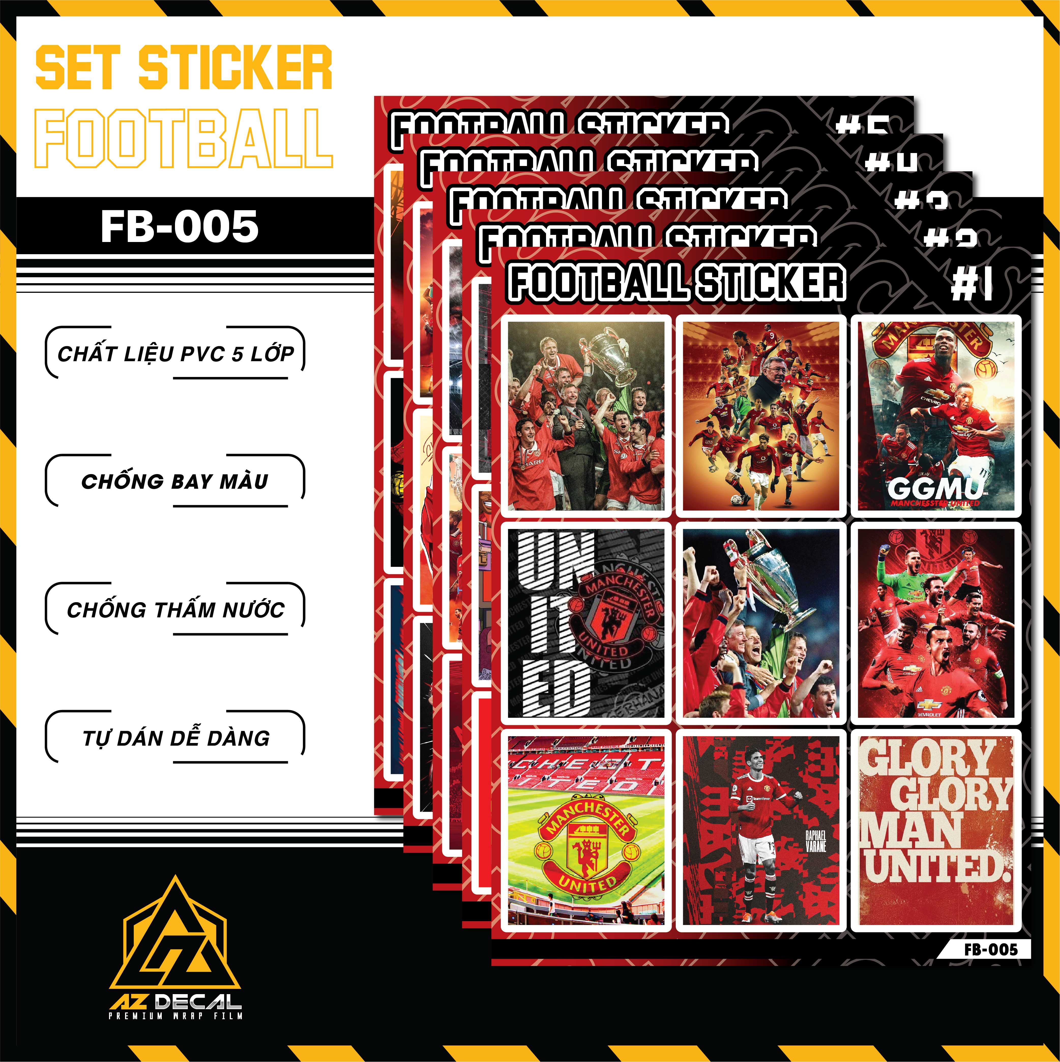 Sticker Dán Ô Tô, Xe Máy, Xe Điện, Xe Đạp, Mũ Bảo Hiểm | Football FB-005 MU