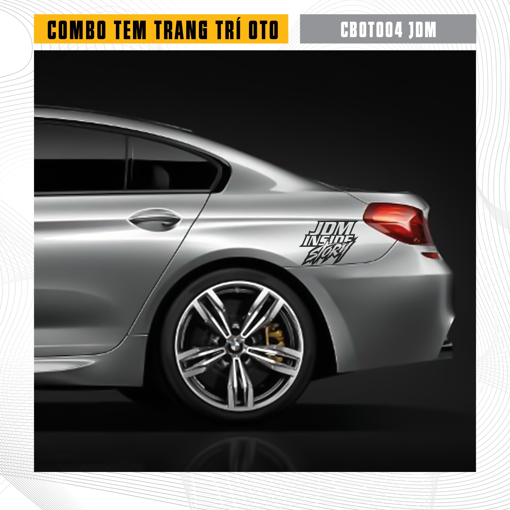 Dán decal trang trí cho xe ô tô xám JDM